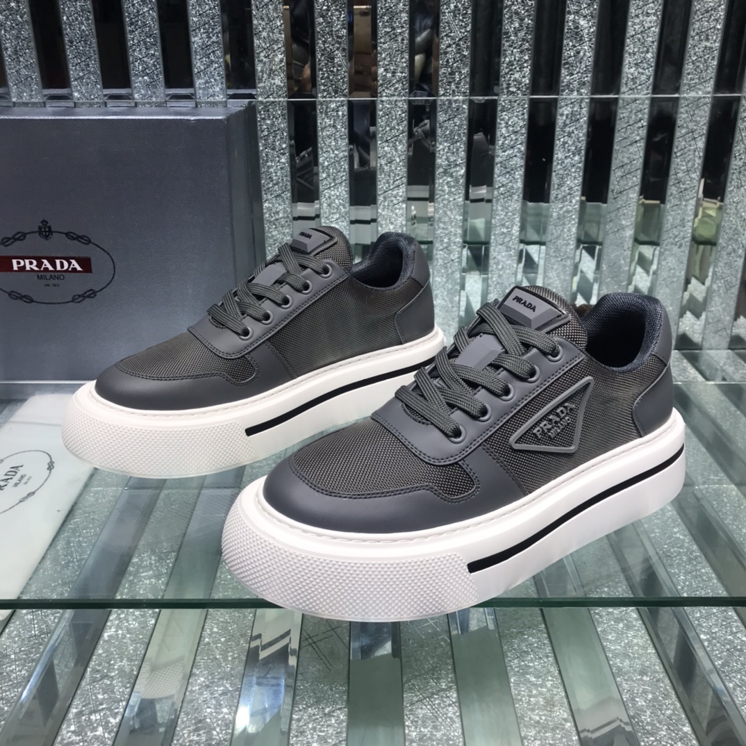 Prada Logo Sneakers In Black - DopestKickz
