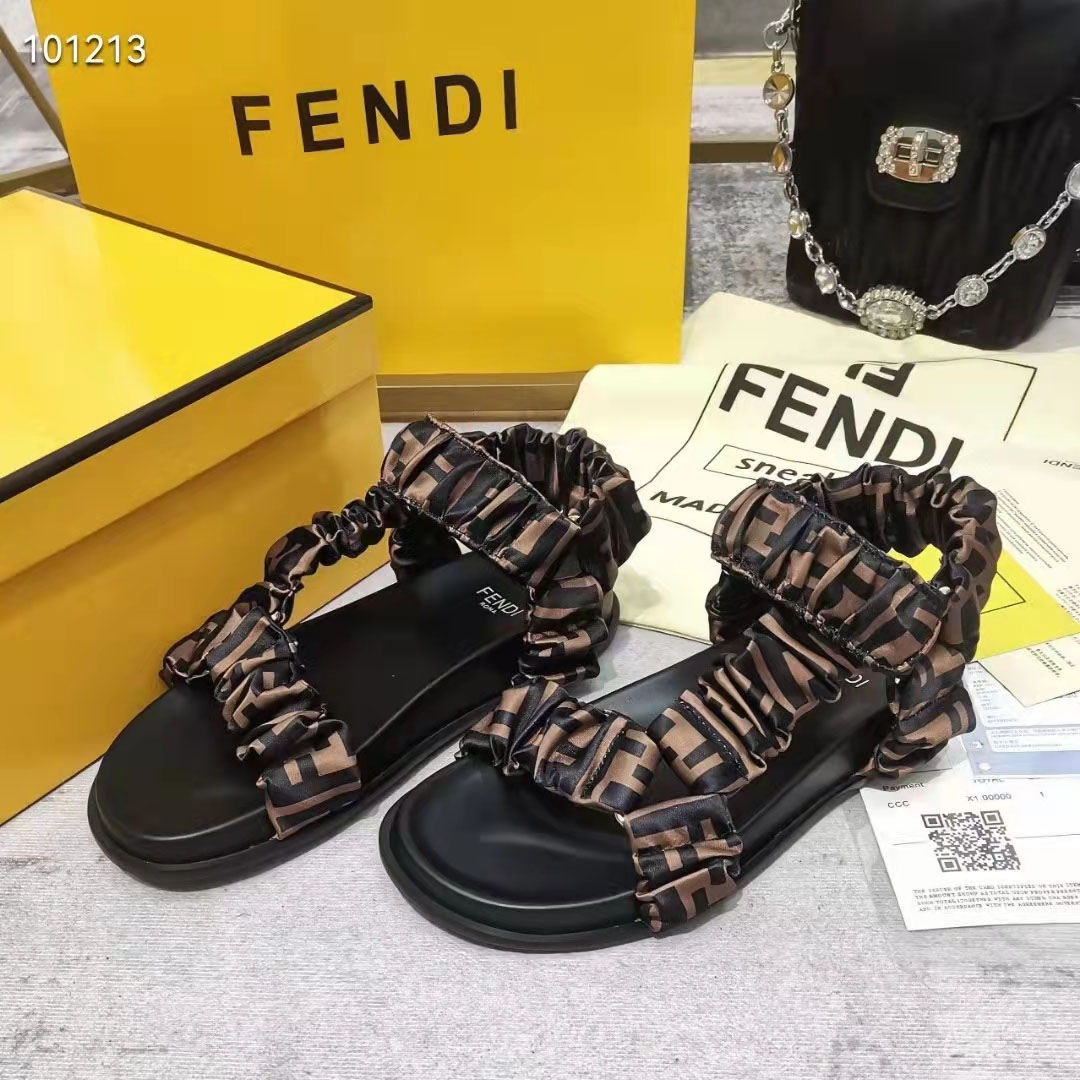 Fendi FF Print Flat Women Sandal - DopestKickz