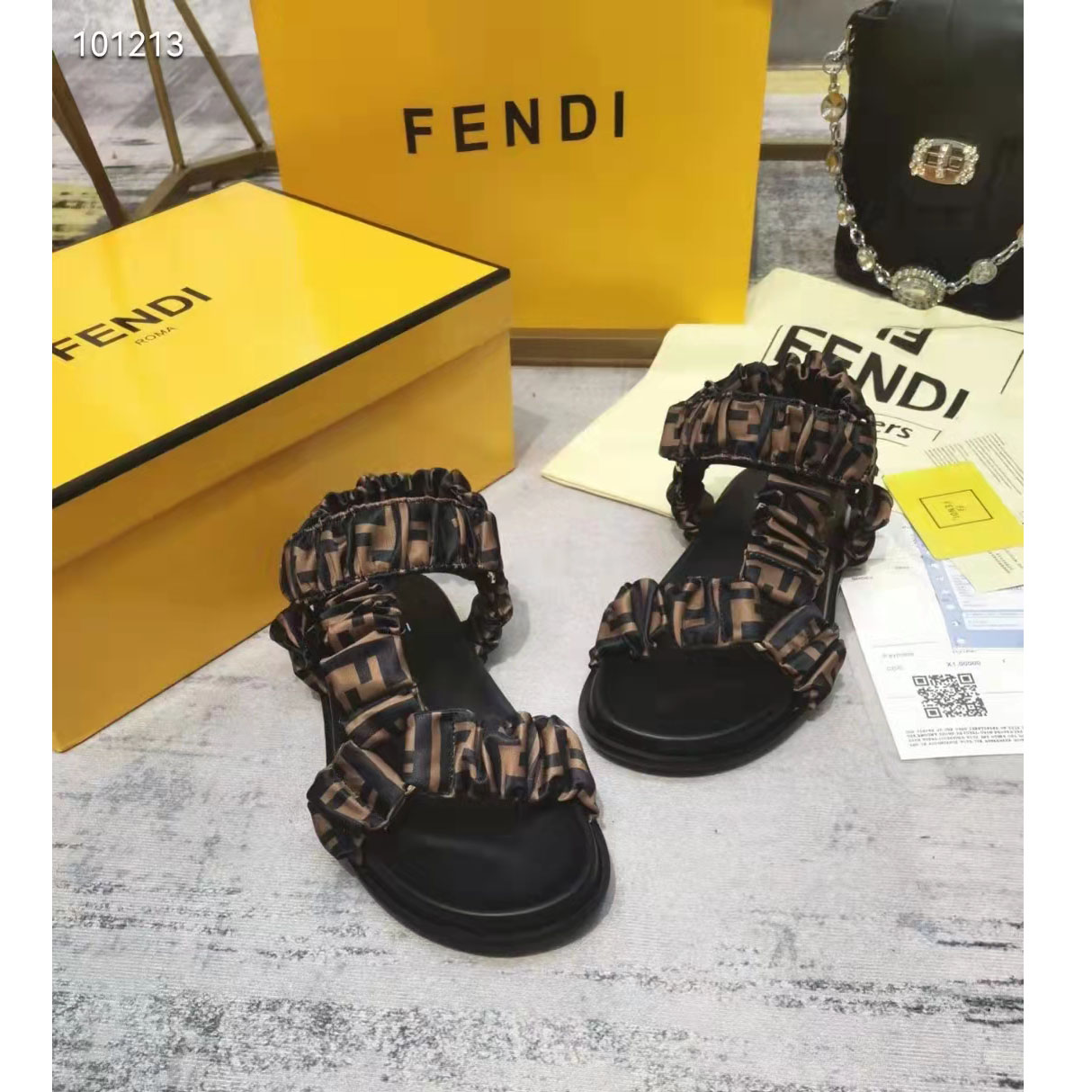 Fendi FF Print Flat Women Sandal - DopestKickz