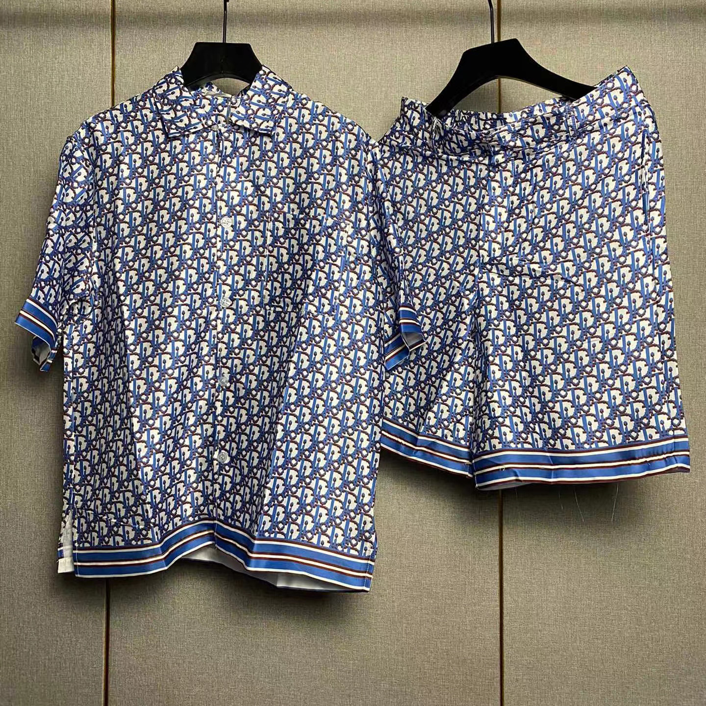 Dior Oblique Pixel Short-Sleeved Shirt And Shorts - DopestKickz