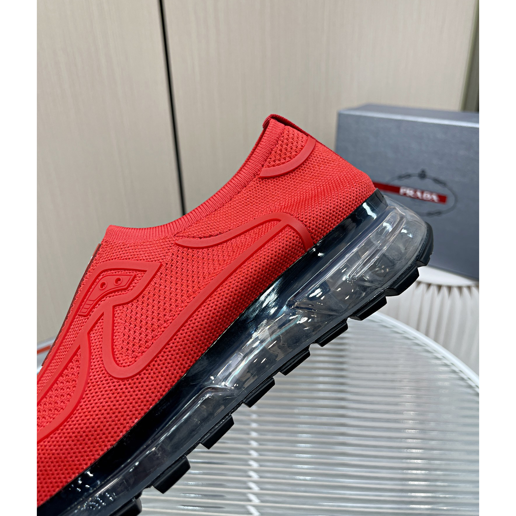 Prada Logo Sneakers In Red - DopestKickz