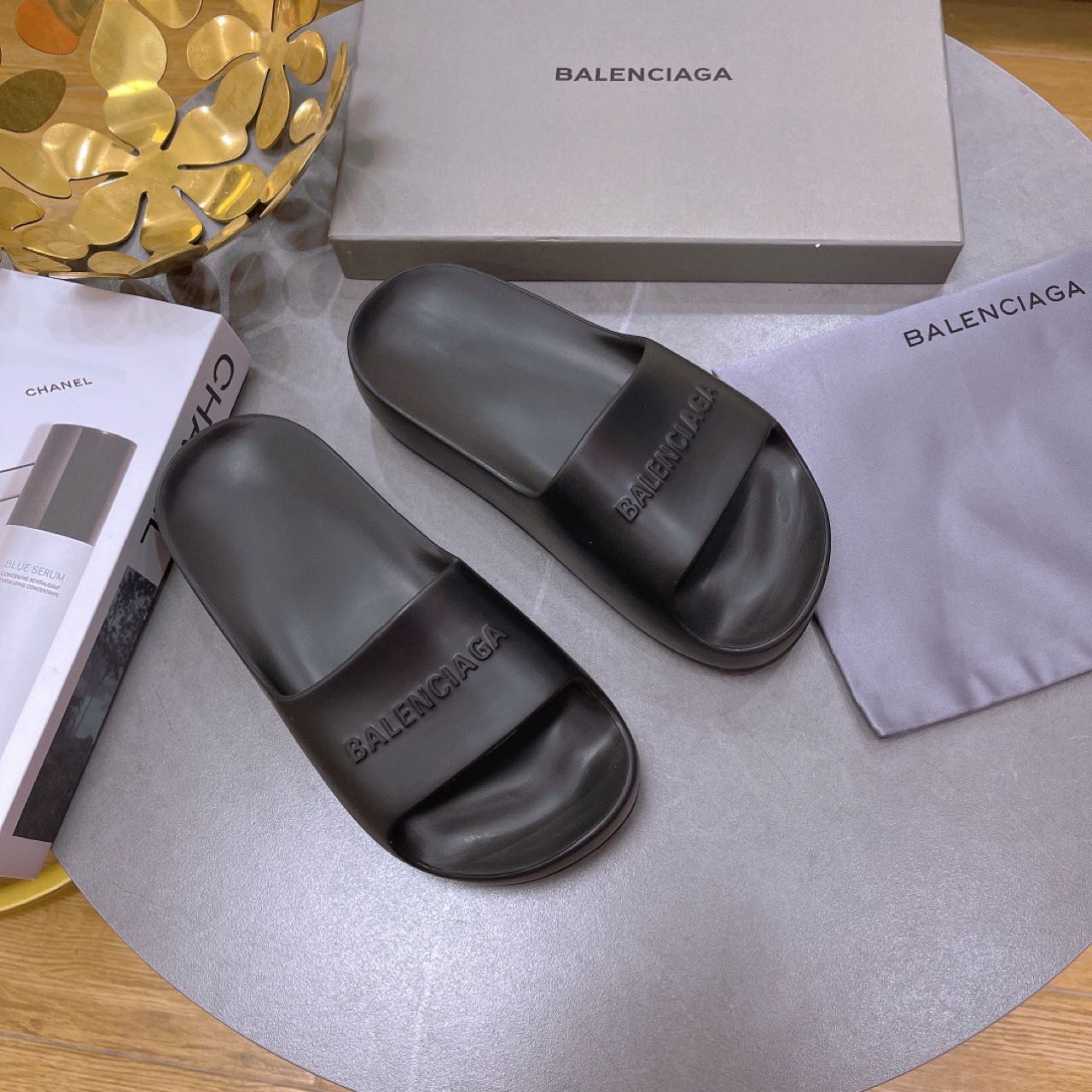 Balenciaga Logo Slide Sandal - DopestKickz