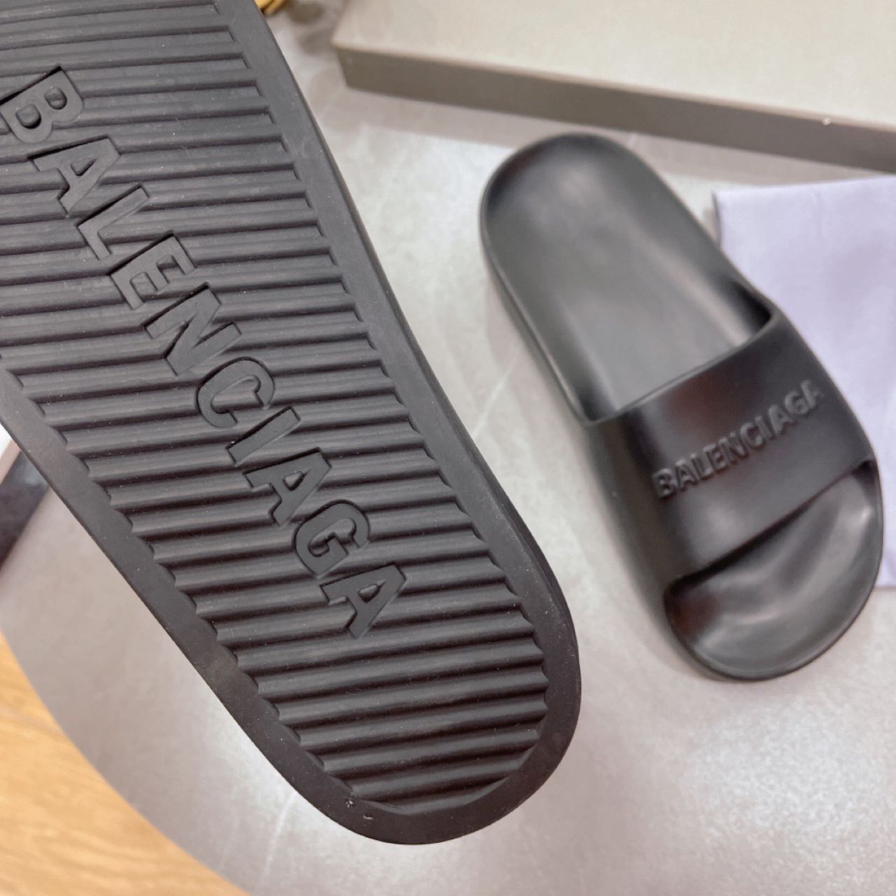 Balenciaga Logo Slide Sandal - DopestKickz