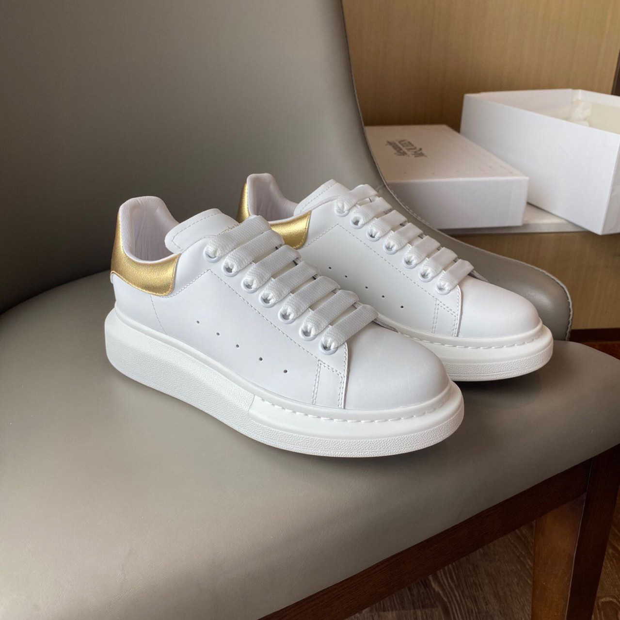 Alexander Mqueen Men's Oversized Metalic Leather Platform Sneakers - DopestKickz