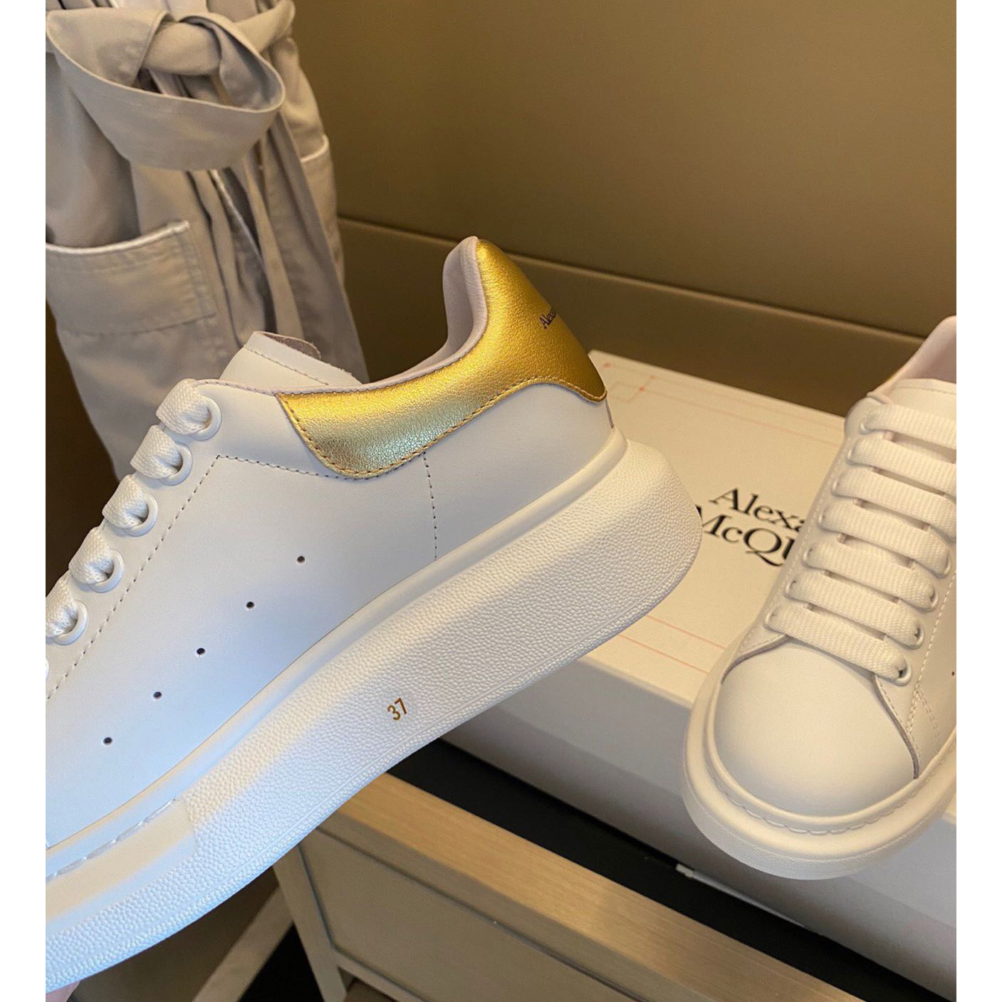 Alexander Mqueen Men's Oversized Metalic Leather Platform Sneakers - DopestKickz