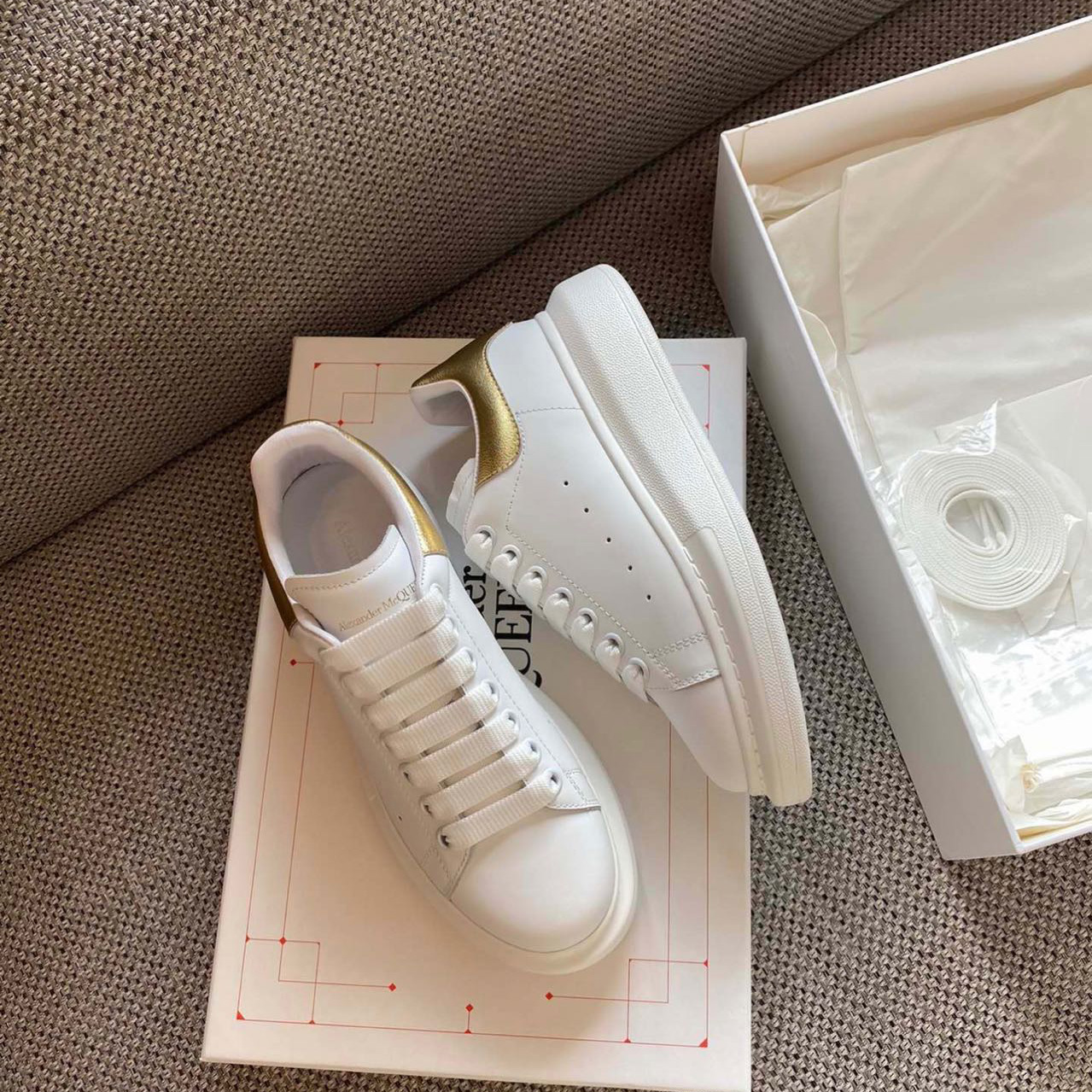 Alexander Mqueen Men's Oversized Metalic Leather Platform Sneakers - DopestKickz