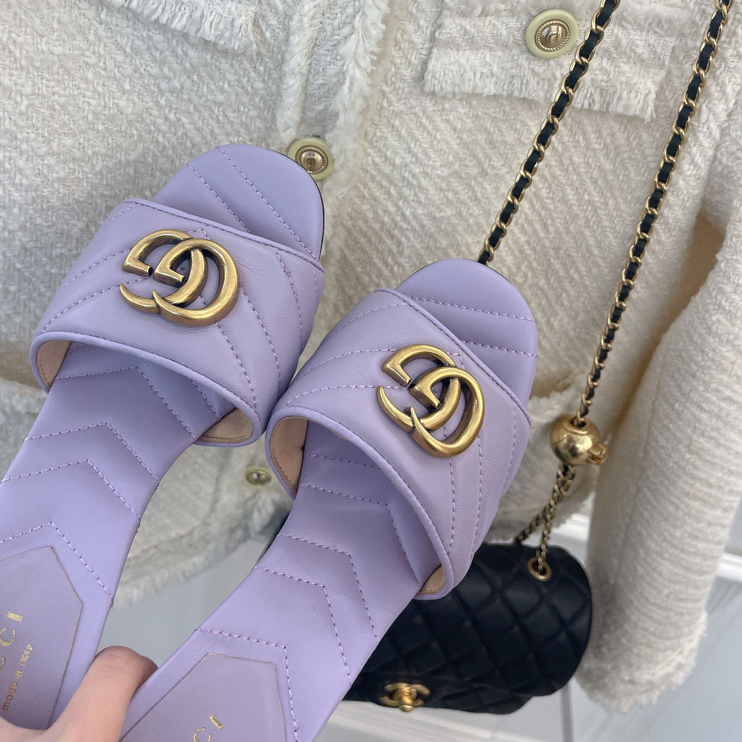 Gucci Women's Double G Slide Sandal With Heel Height Of 7.5cm - DopestKickz