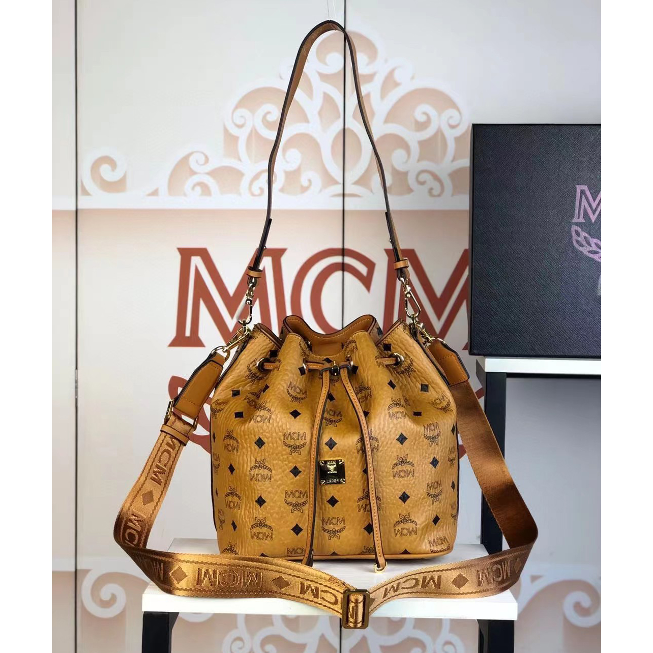MCM Dessau Drawstring Bag In Visetos(24-25-15CM) - DopestKickz