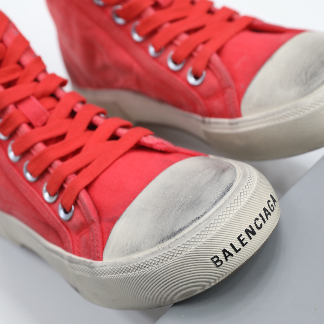 Balenciaga Men's  Paris High Top Sneaker In Red - DopestKickz