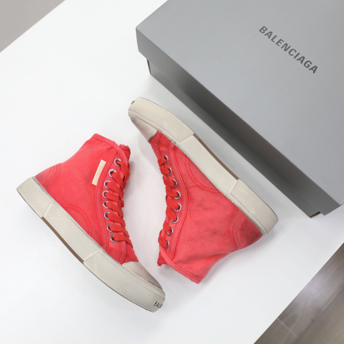 Balenciaga Men's  Paris High Top Sneaker In Red - DopestKickz