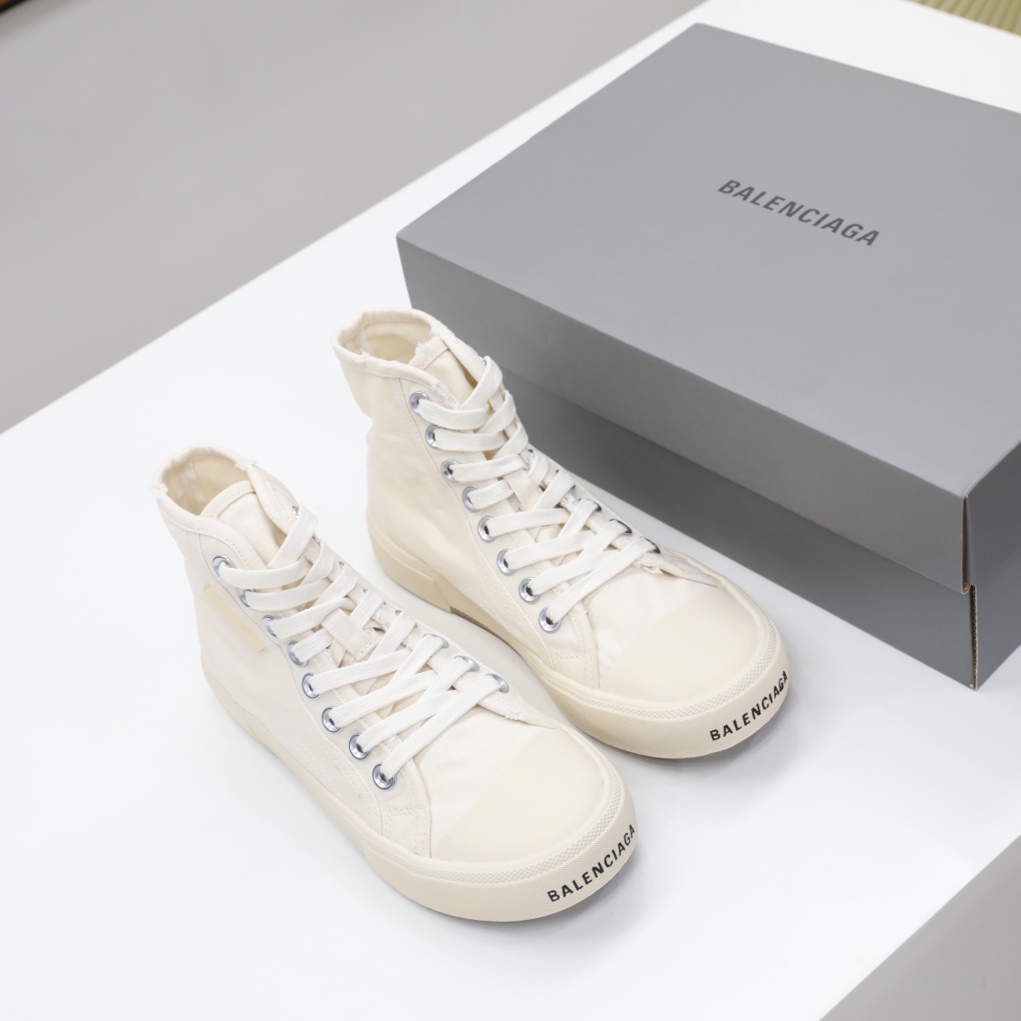 Balenciaga Men's  Paris High Top Sneaker In White - DopestKickz