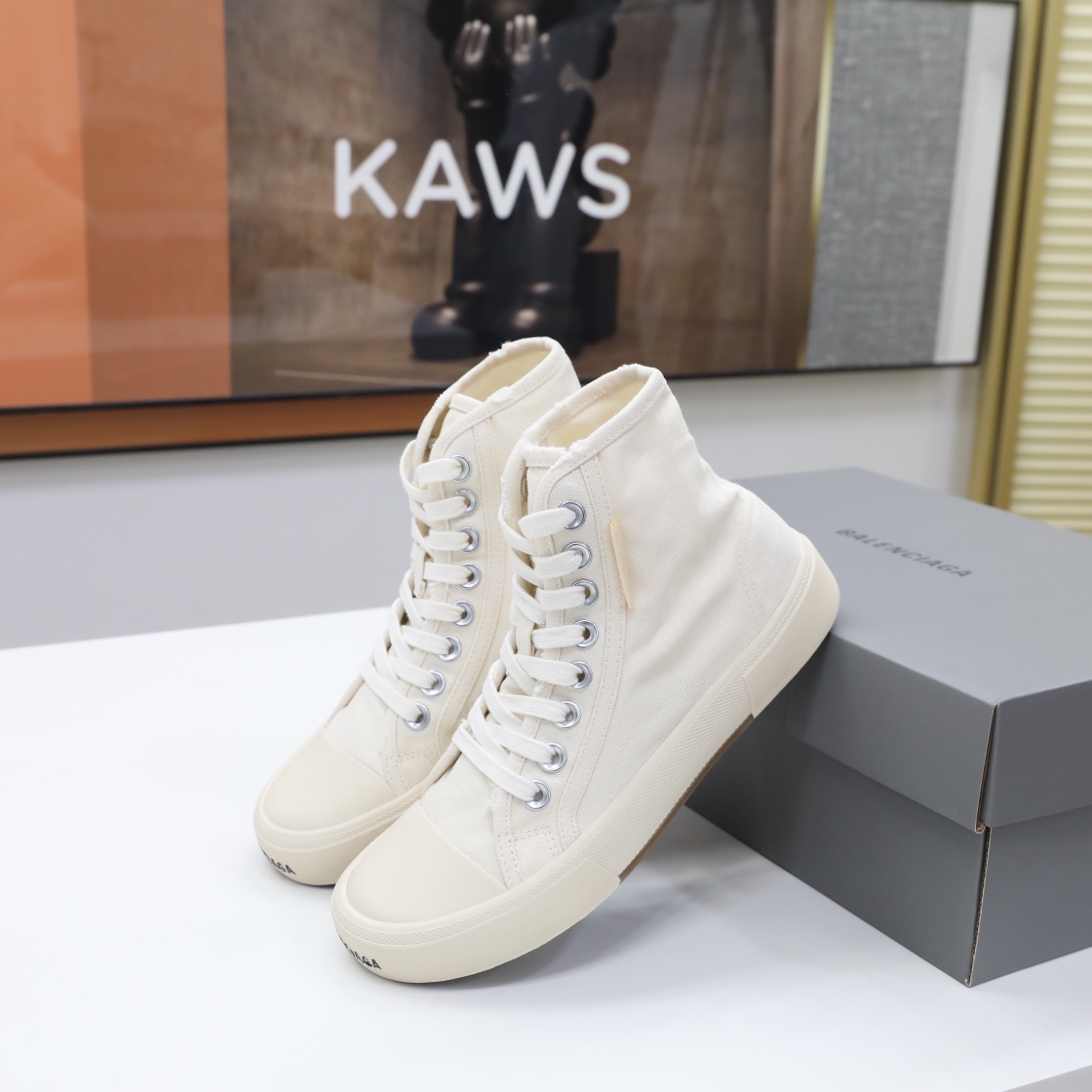 Balenciaga Men's  Paris High Top Sneaker In White - DopestKickz