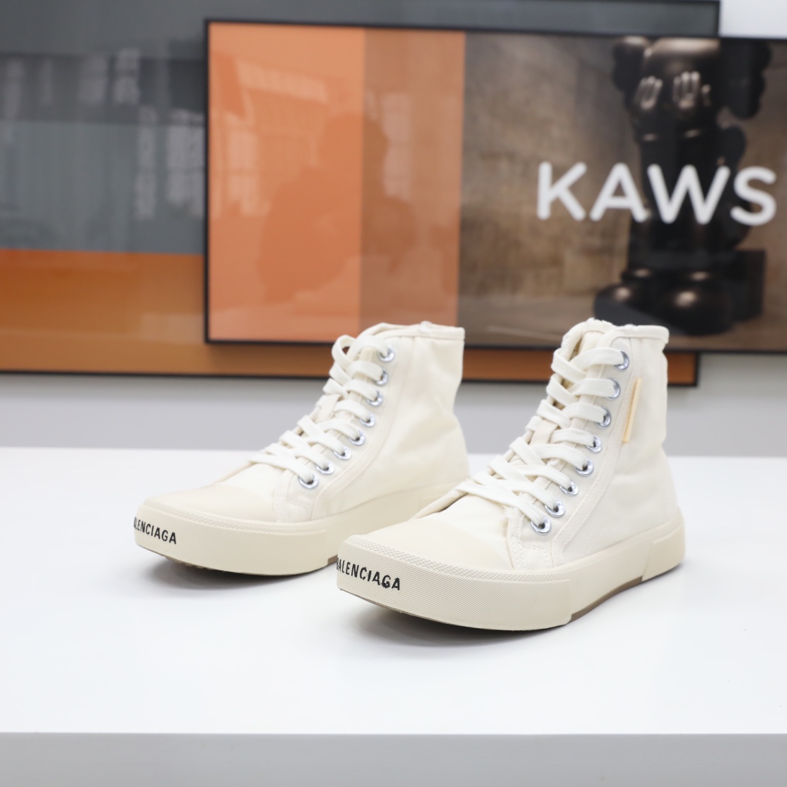 Balenciaga Men's  Paris High Top Sneaker In White - DopestKickz