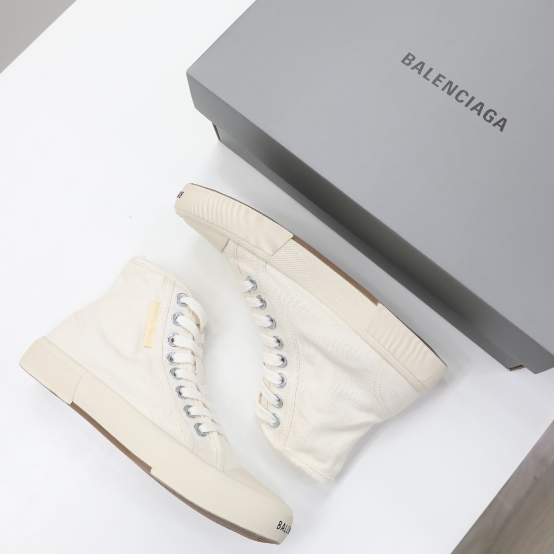 Balenciaga Men's  Paris High Top Sneaker In White - DopestKickz