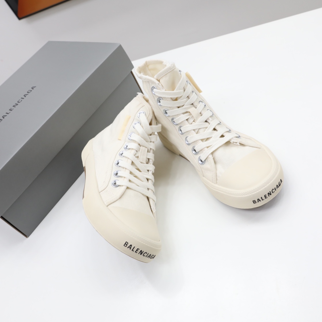 Balenciaga Men's  Paris High Top Sneaker In White - DopestKickz