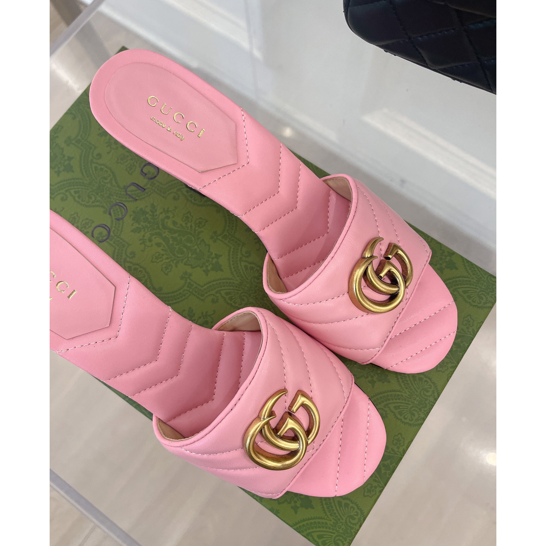Gucci Women's Double G Slide Sandal With Heel Height Of 7.5cm - DopestKickz