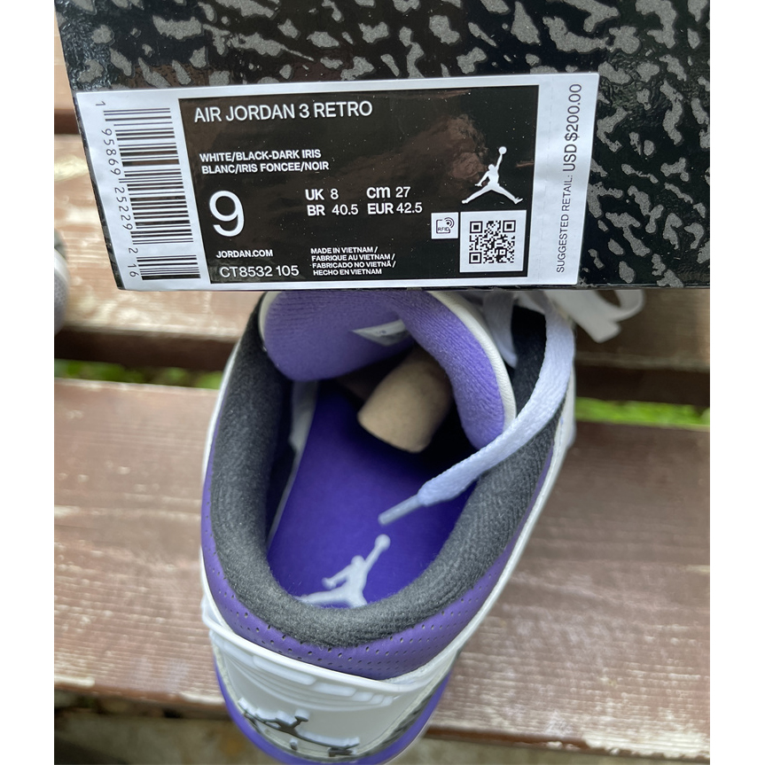 Air Jordan 3 Retro Dark Iris 2022 Sneaker   CT8532-105 - DopestKickz