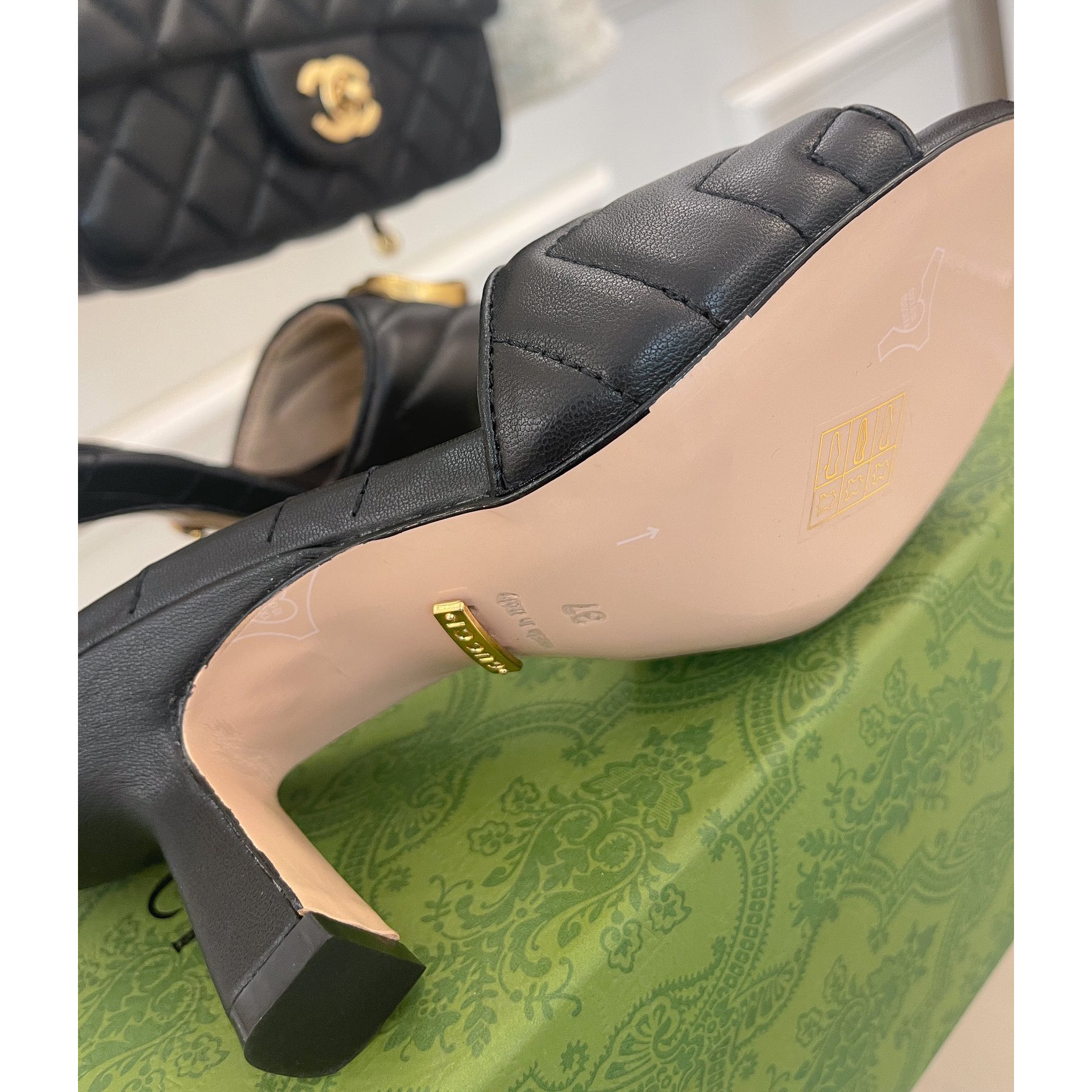 Gucci Women's Double G Slide Sandal With Heel Height Of 7.5cm - DopestKickz