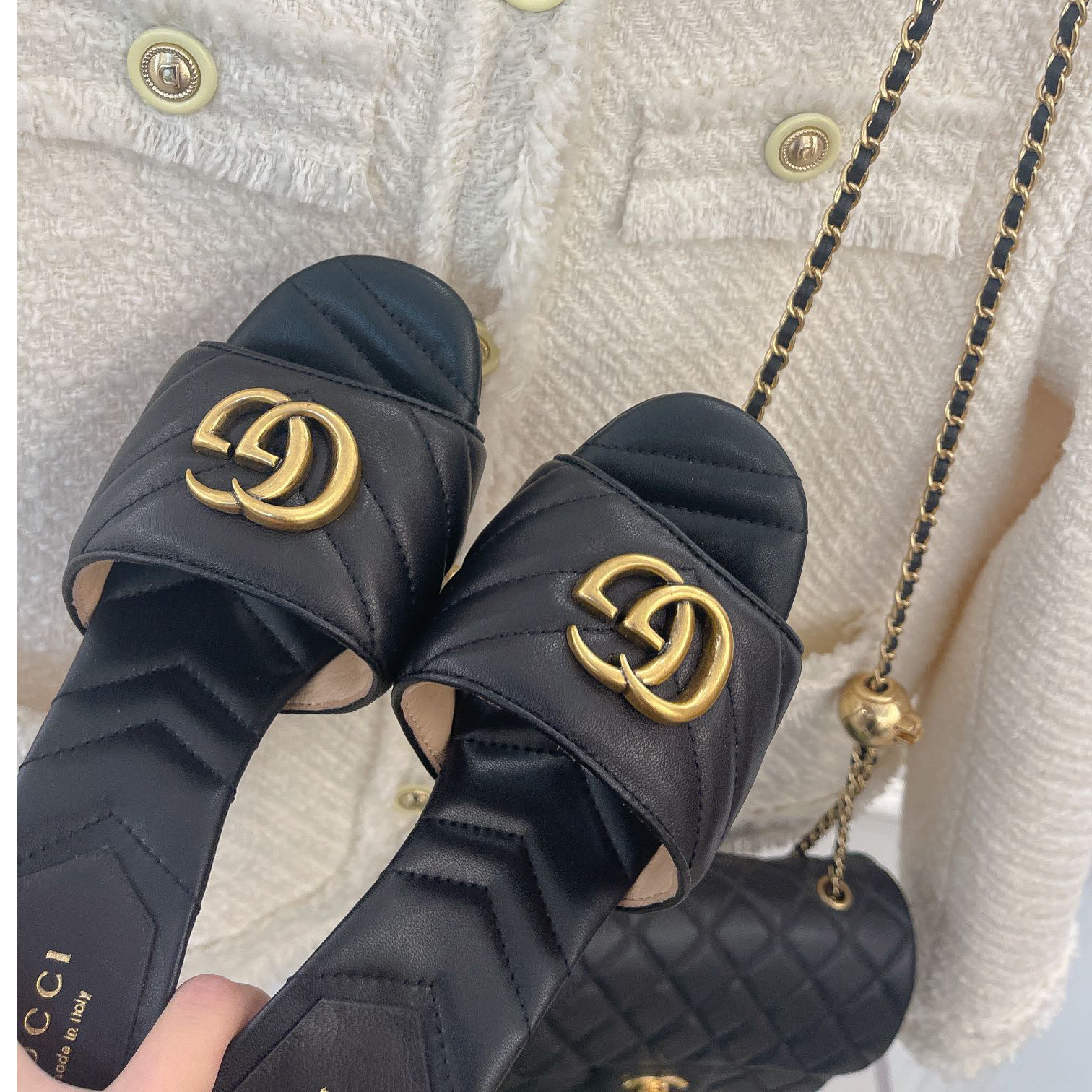 Gucci Women's Double G Slide Sandal With Heel Height Of 7.5cm - DopestKickz