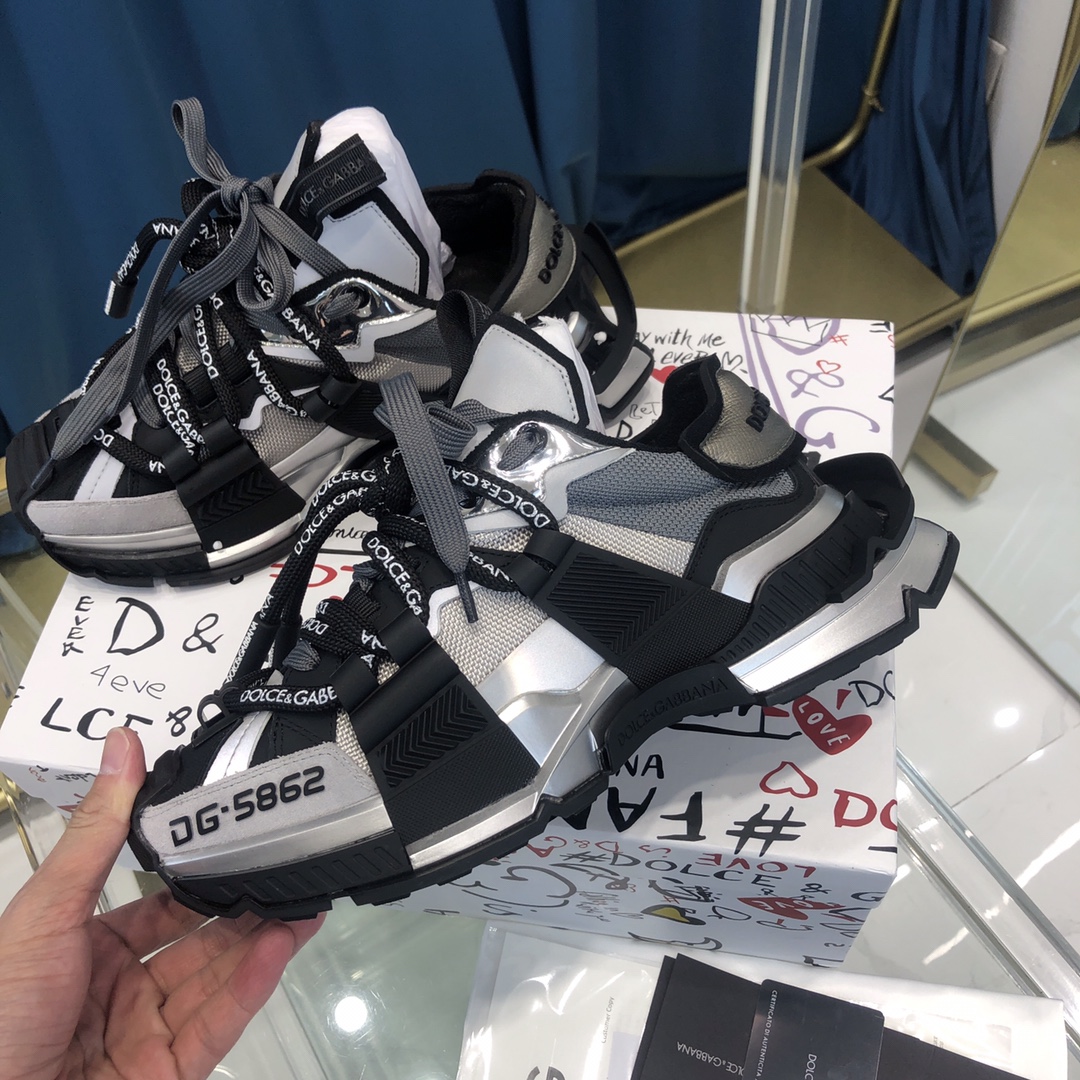 Dolce & Gabbana Mixed-Material Space Sneakers - DopestKickz