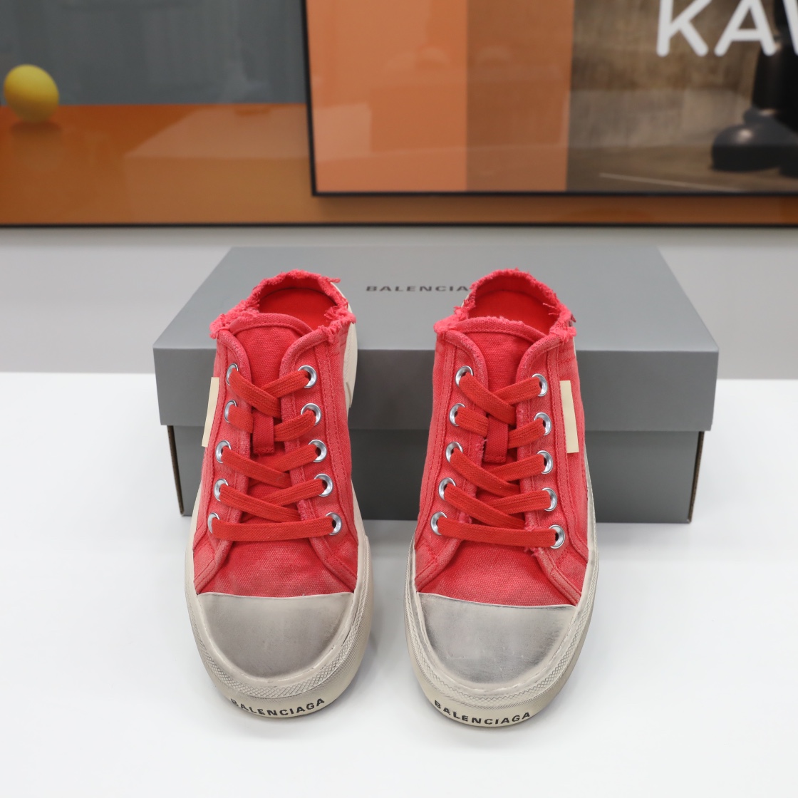 Balenciaga Men's Paris Sneaker Mule In Red - DopestKickz