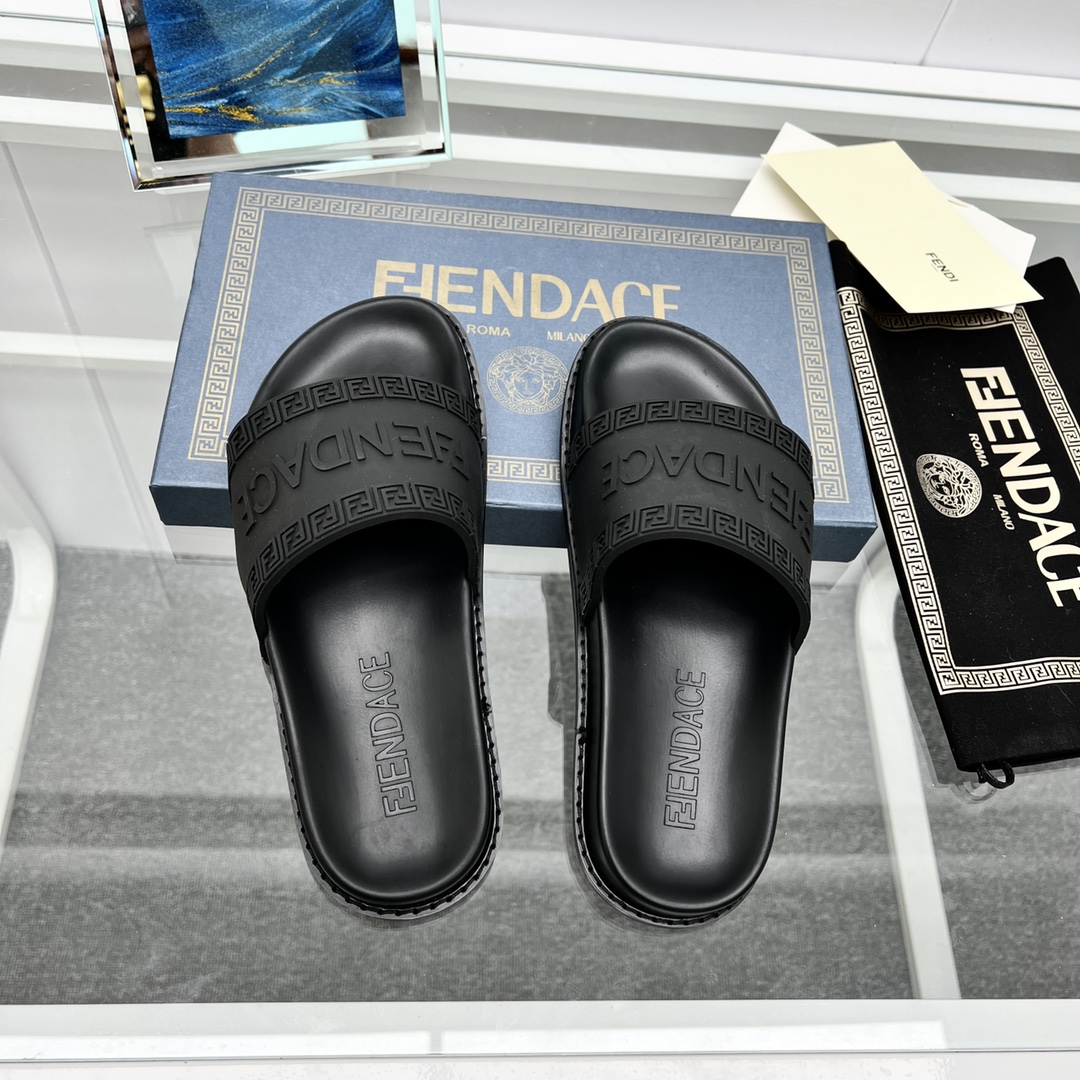Versace x Fendi Fendace Logo  Sliders - DopestKickz