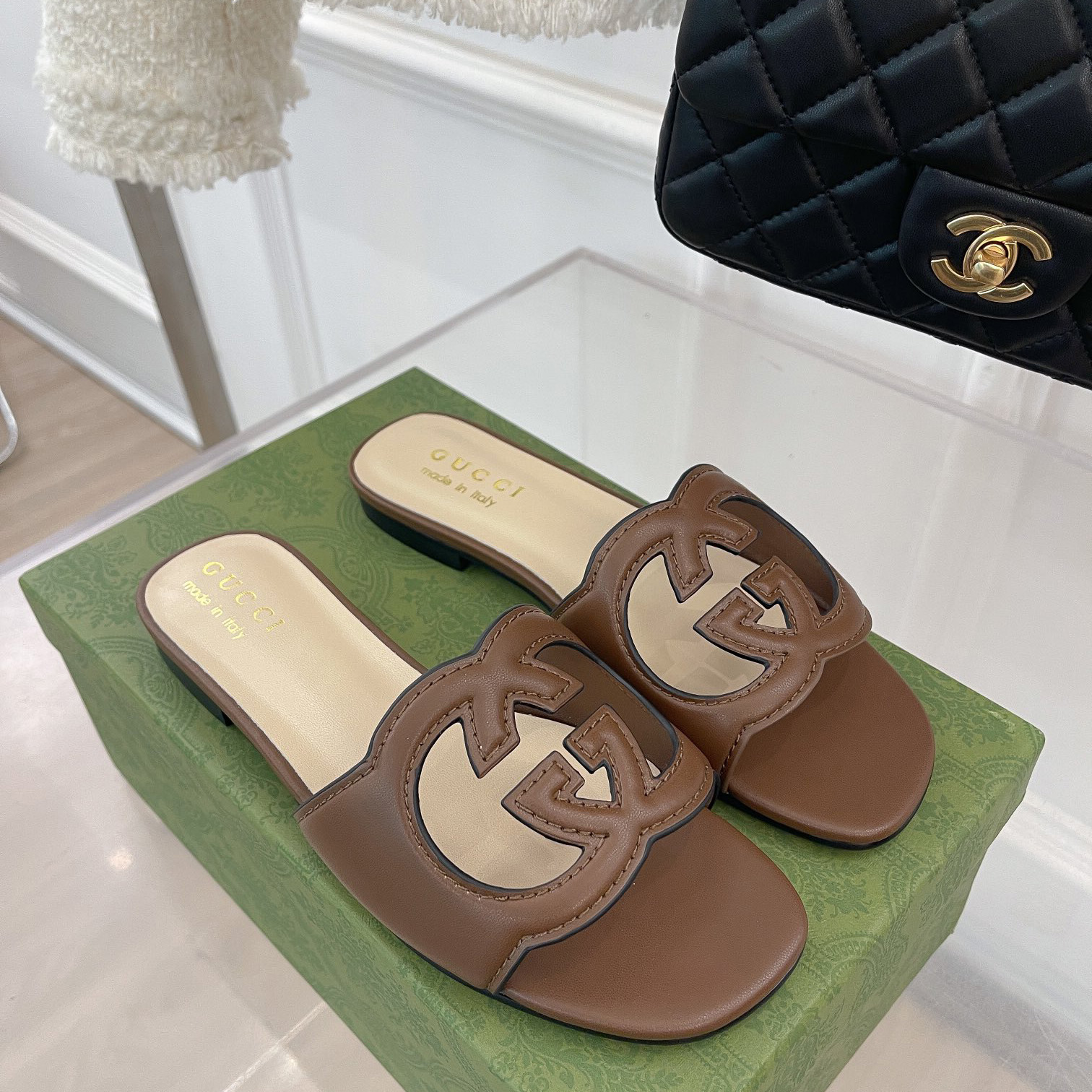 Gucci Women's Interlocking G Cut-Out Slide Sandal - DopestKickz