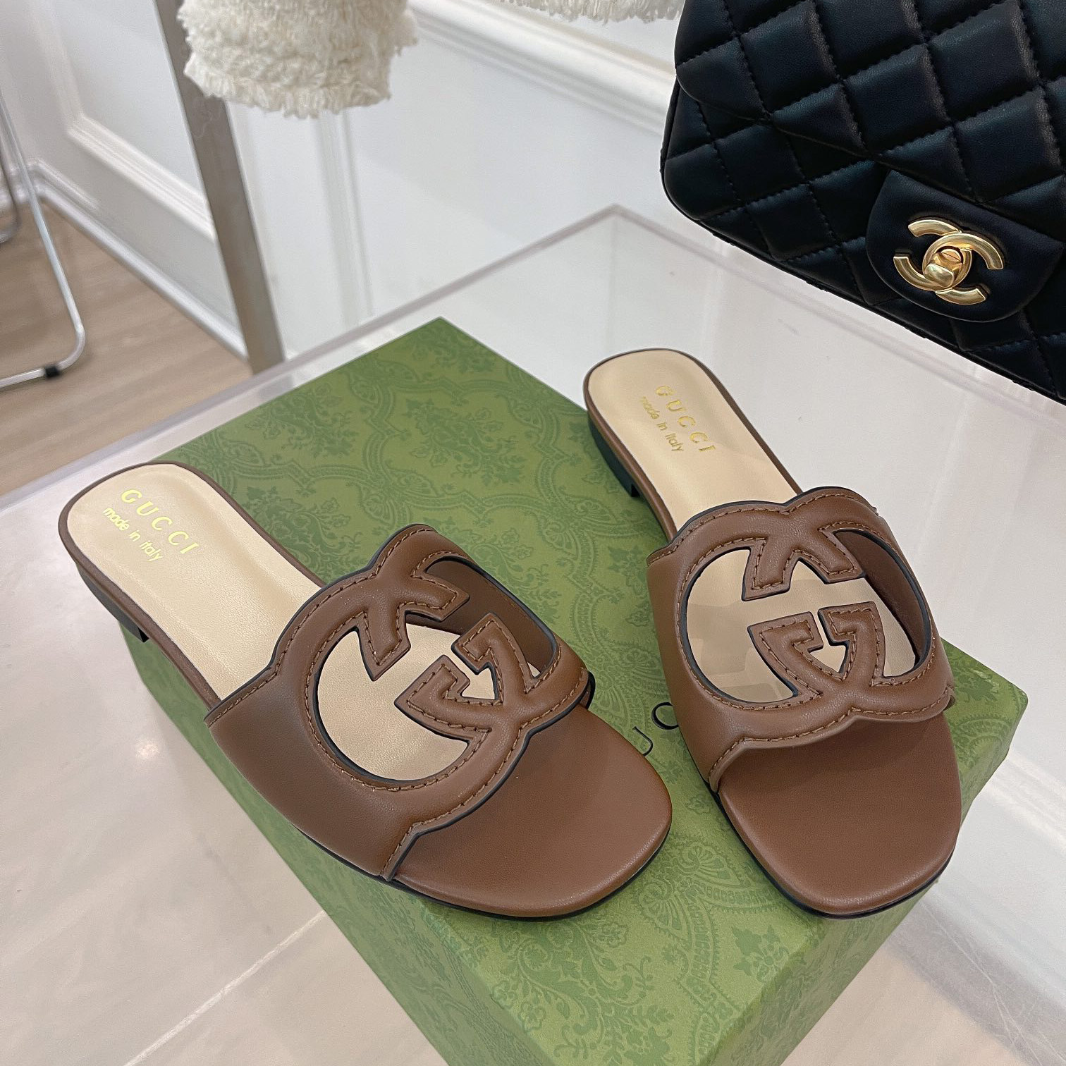 Gucci Women's Interlocking G Cut-Out Slide Sandal - DopestKickz