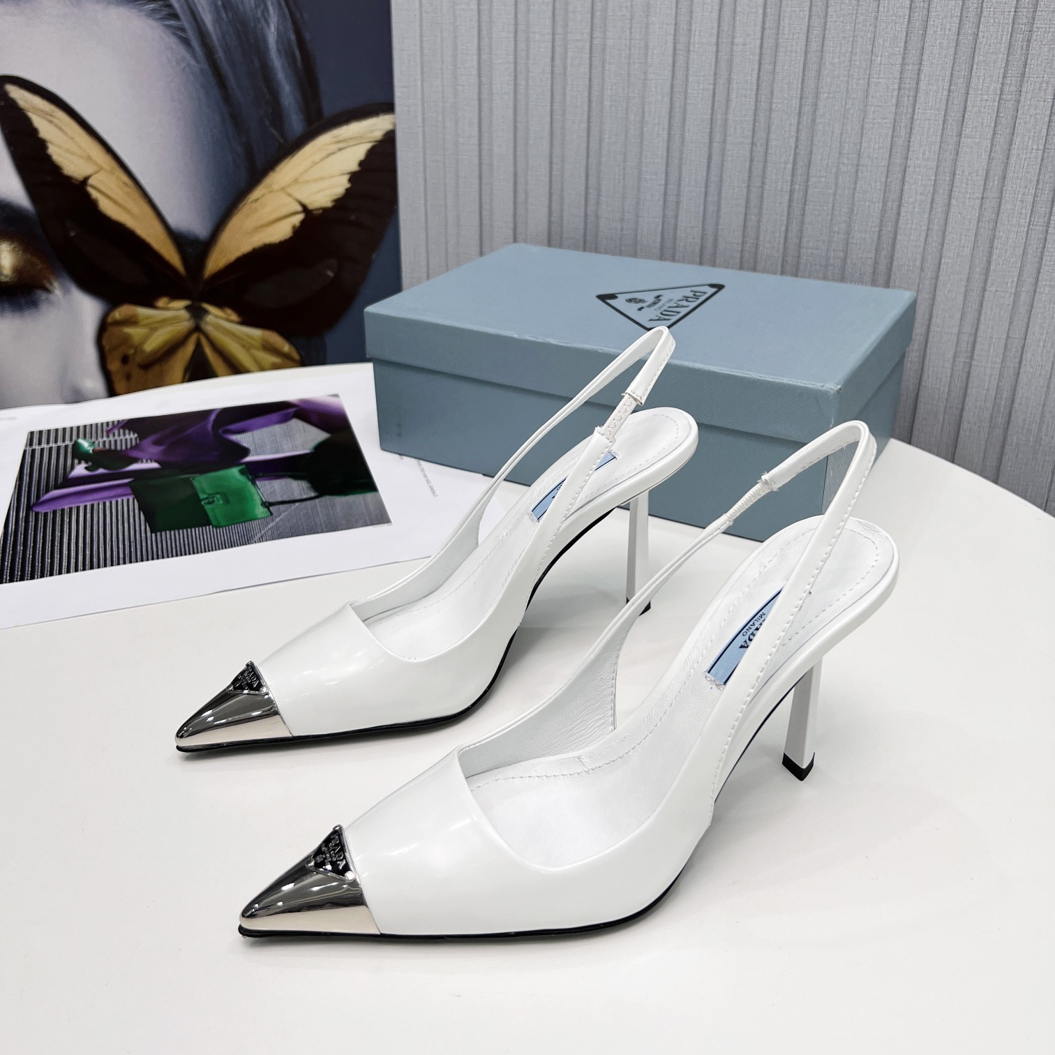 Prada Brushed Leather Slingback Pumps  - DopestKickz