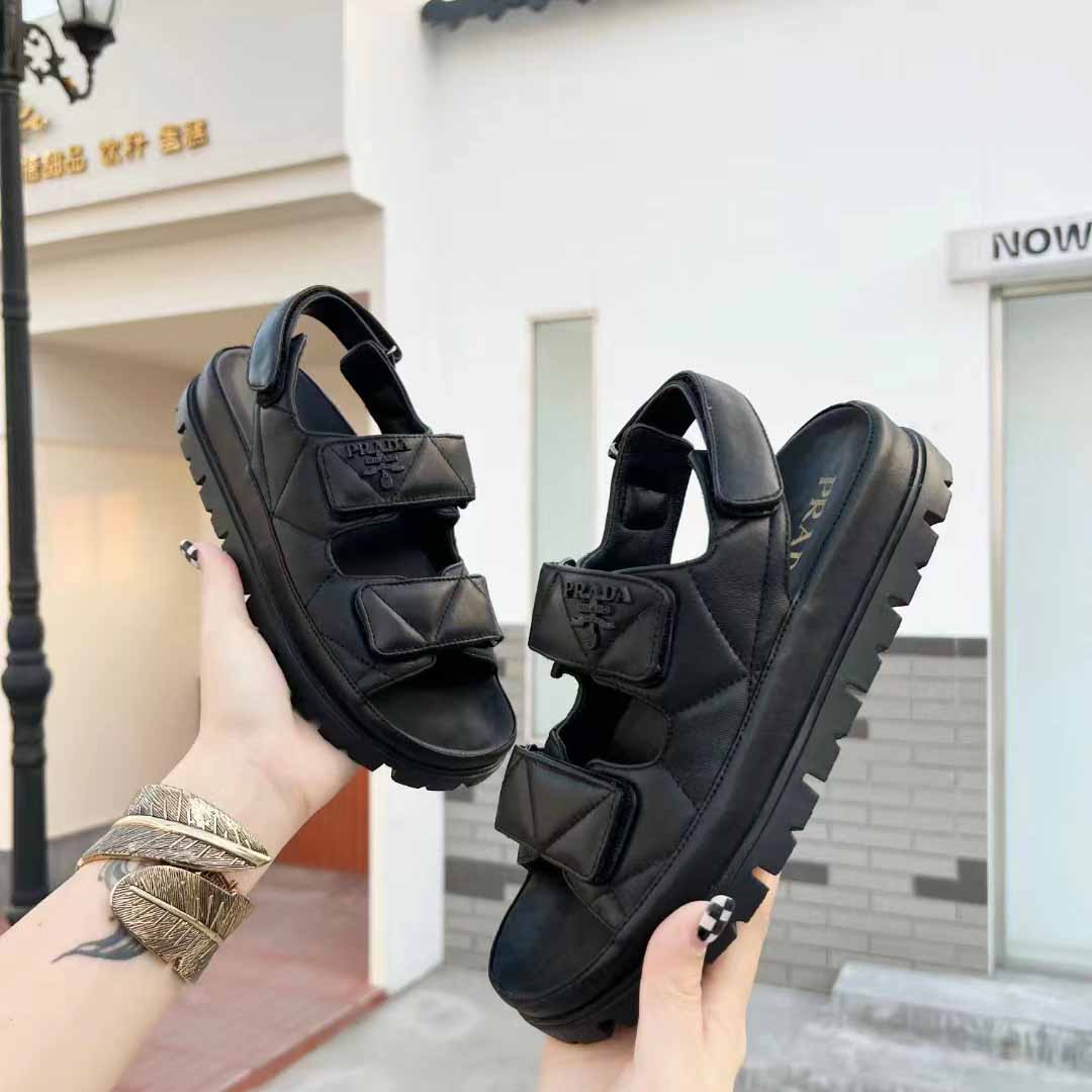 Prada Padded Nappa Leather Sandals - DopestKickz