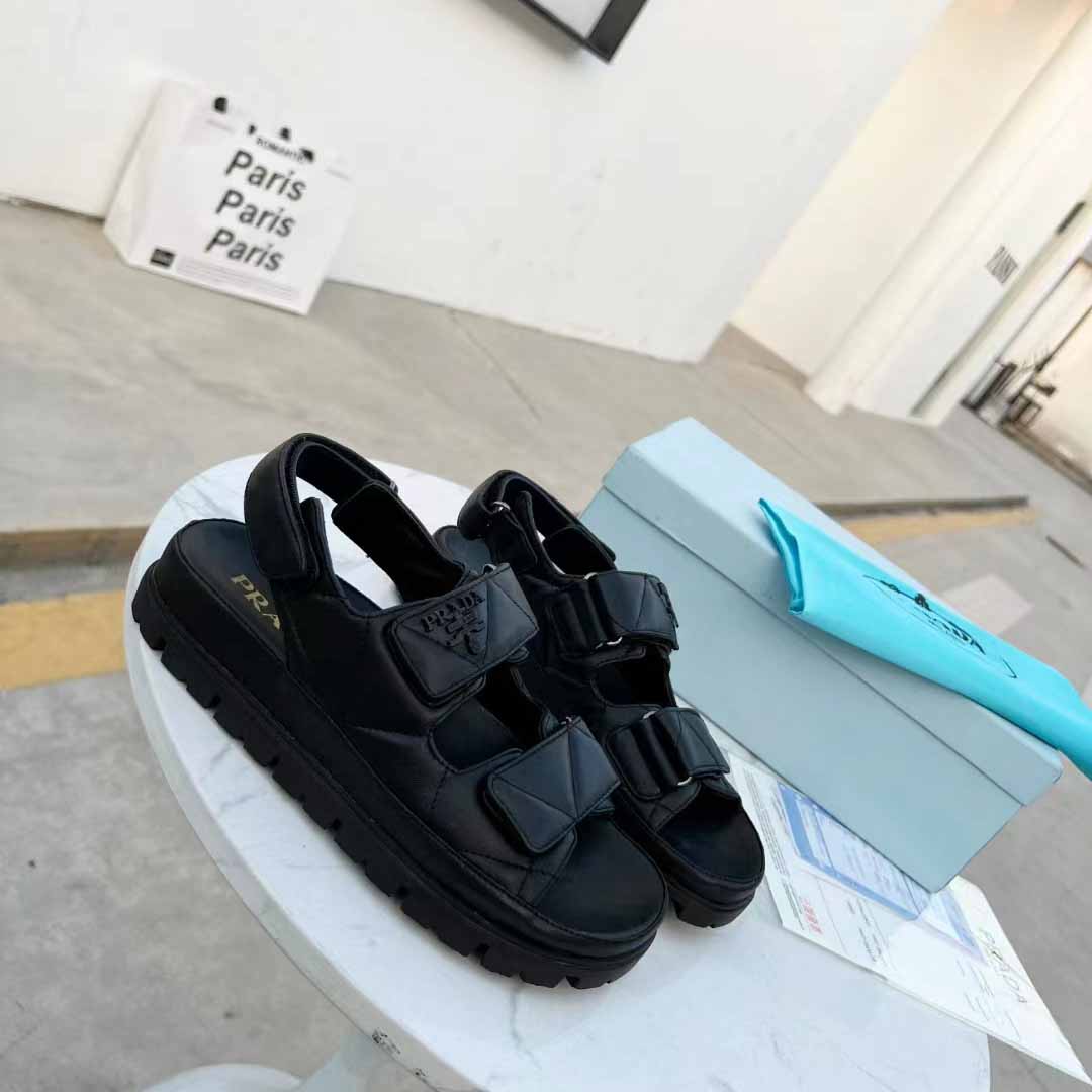 Prada Padded Nappa Leather Sandals - DopestKickz