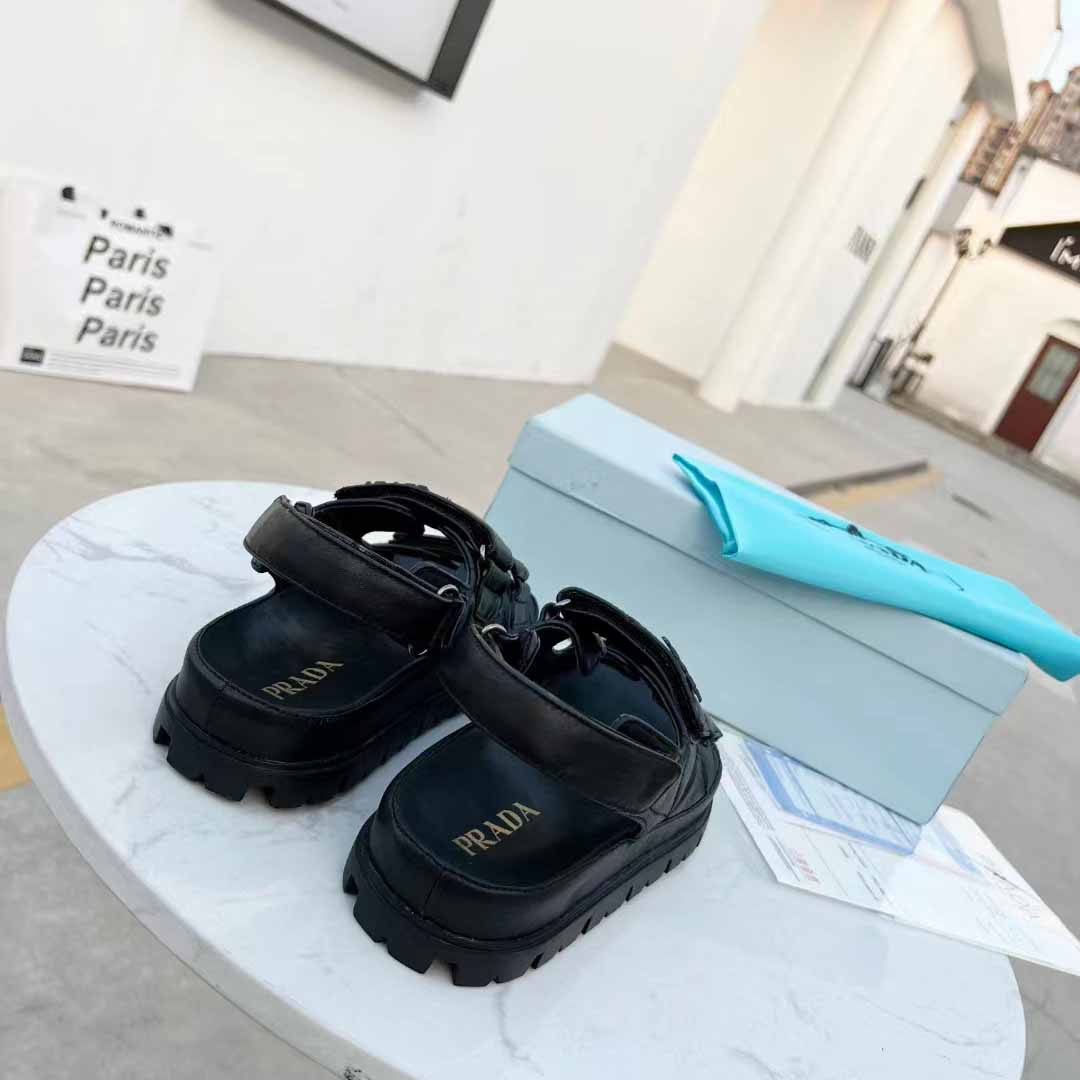 Prada Padded Nappa Leather Sandals - DopestKickz