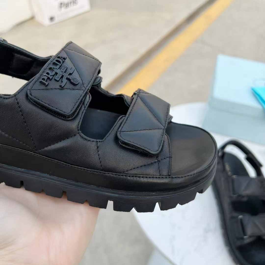 Prada Padded Nappa Leather Sandals - DopestKickz