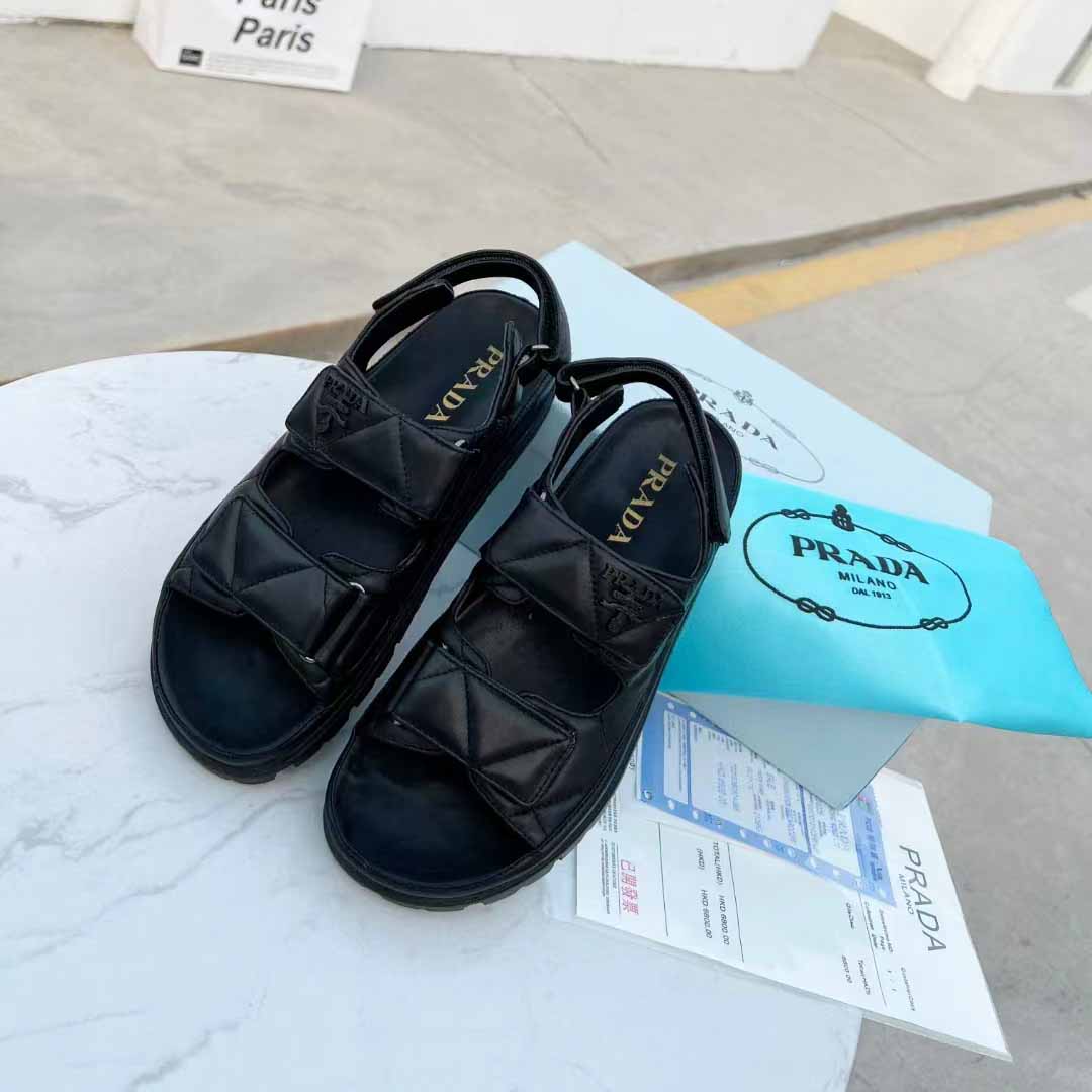 Prada Padded Nappa Leather Sandals - DopestKickz