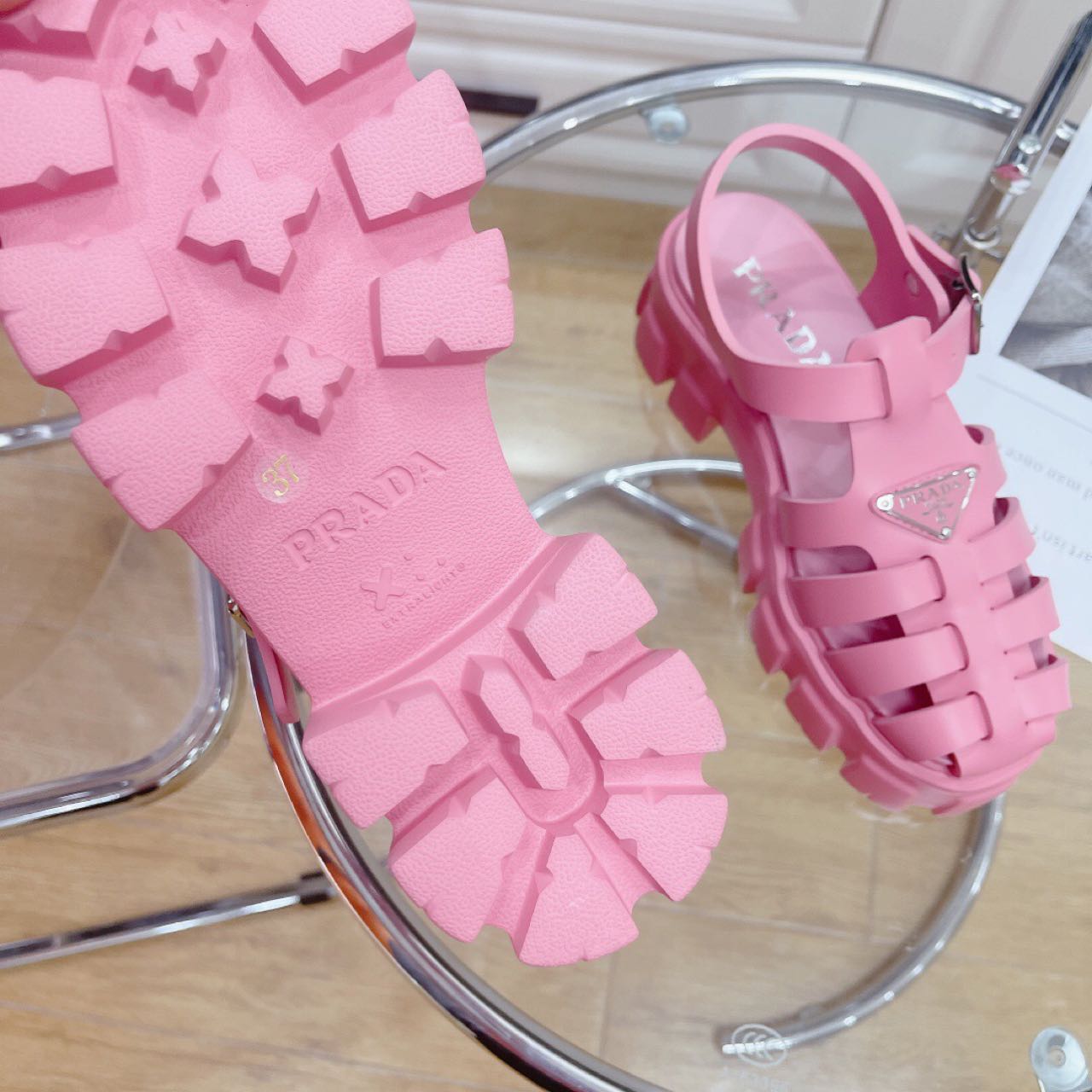 Prada Foam Rubber Sandals In Begonia Pink - DopestKickz