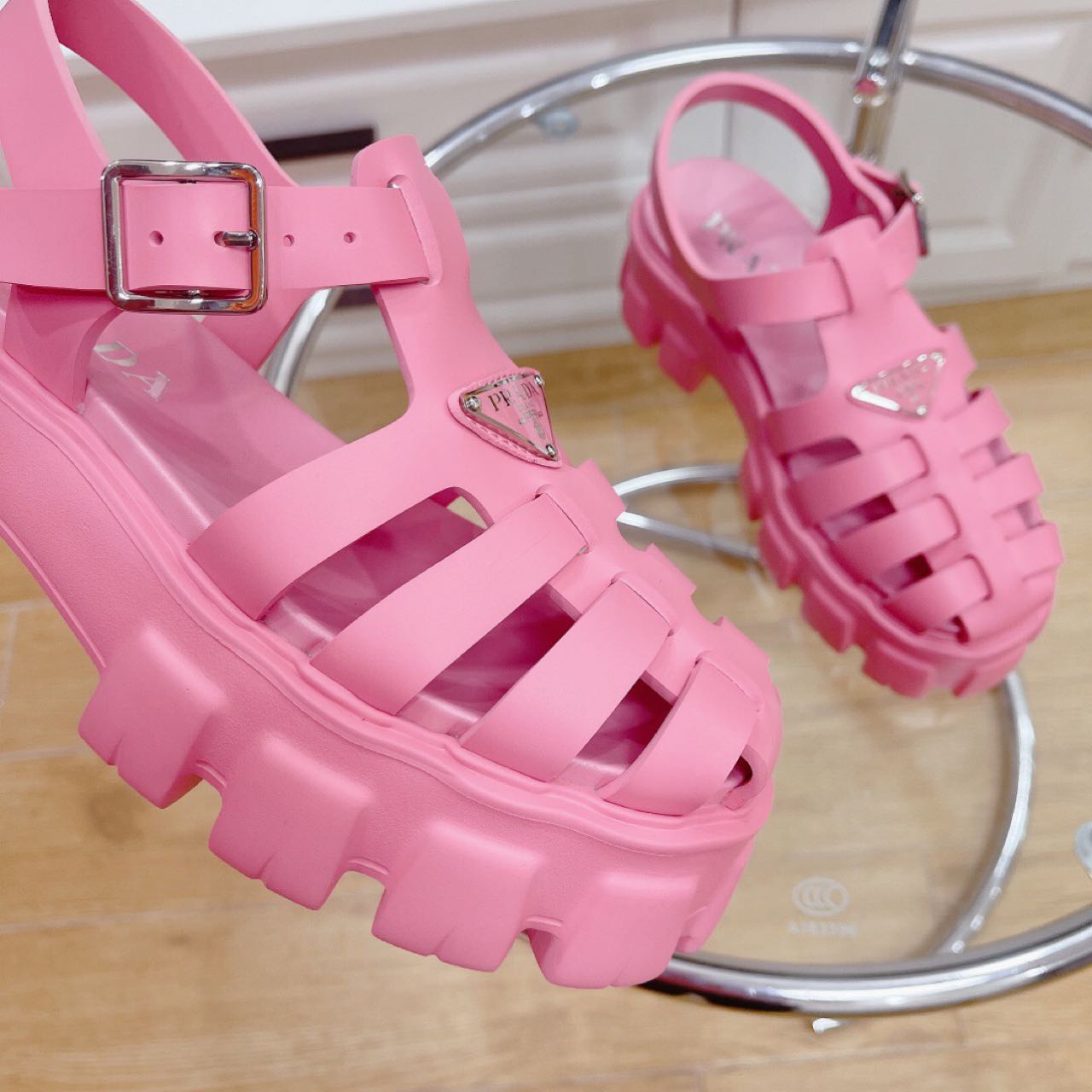 Prada Foam Rubber Sandals In Begonia Pink - DopestKickz