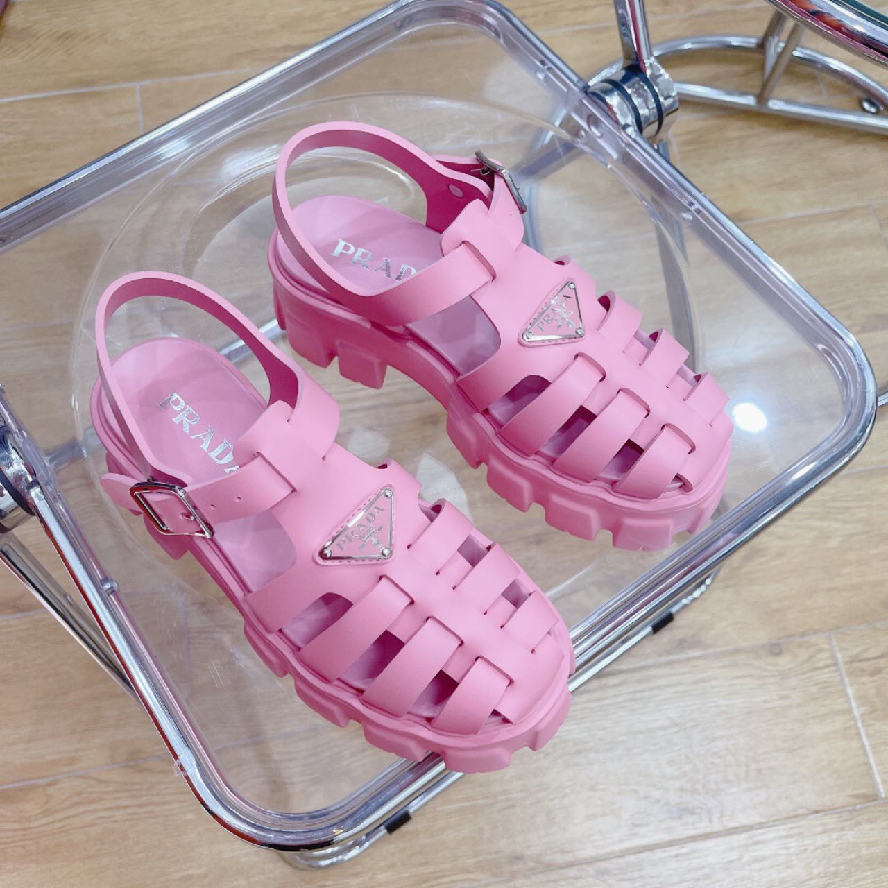 Prada Foam Rubber Sandals In Begonia Pink - DopestKickz