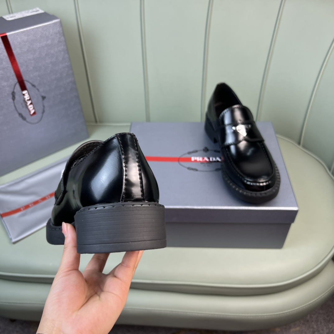 Prada Chocolate Sharp Brushed Leather Pointed Loafers - DopestKickz