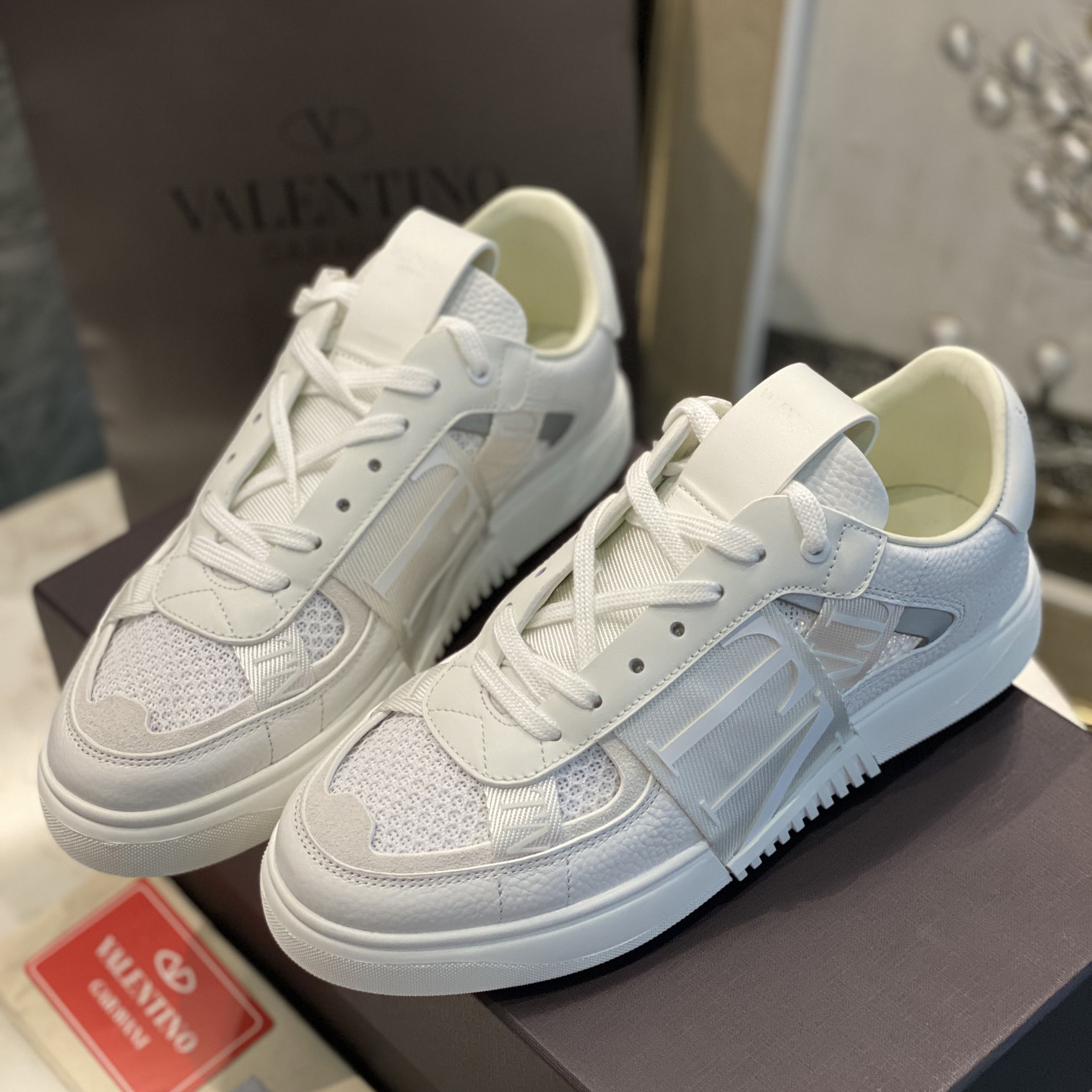 Valenti VL7N Low-Top Sneakers In Calfskin And Mesh Fabric With Bands - DopestKickz