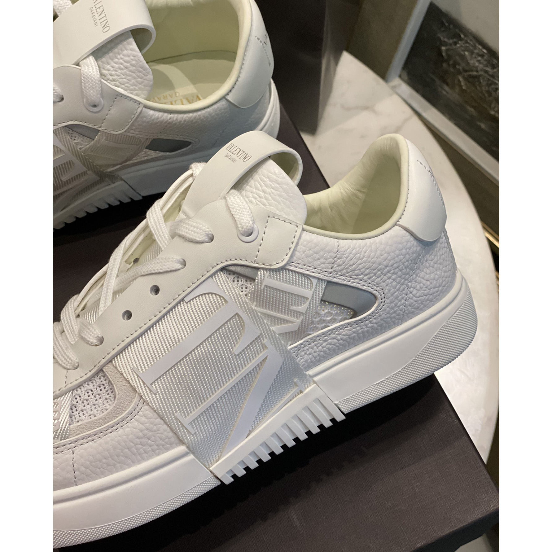 Valenti VL7N Low-Top Sneakers In Calfskin And Mesh Fabric With Bands - DopestKickz
