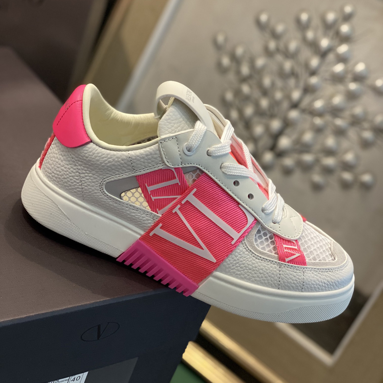 Valenti Low-Top Calfskin And Mesh VL7N Sneaker With Bands - DopestKickz