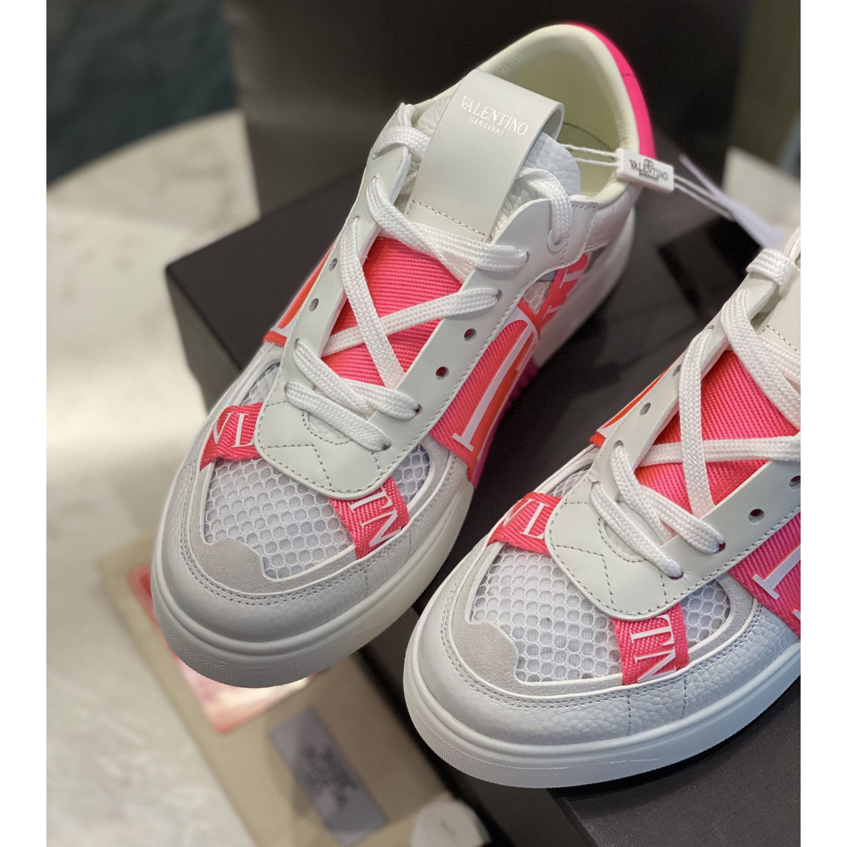 Valenti Low-Top Calfskin And Mesh VL7N Sneaker With Bands - DopestKickz