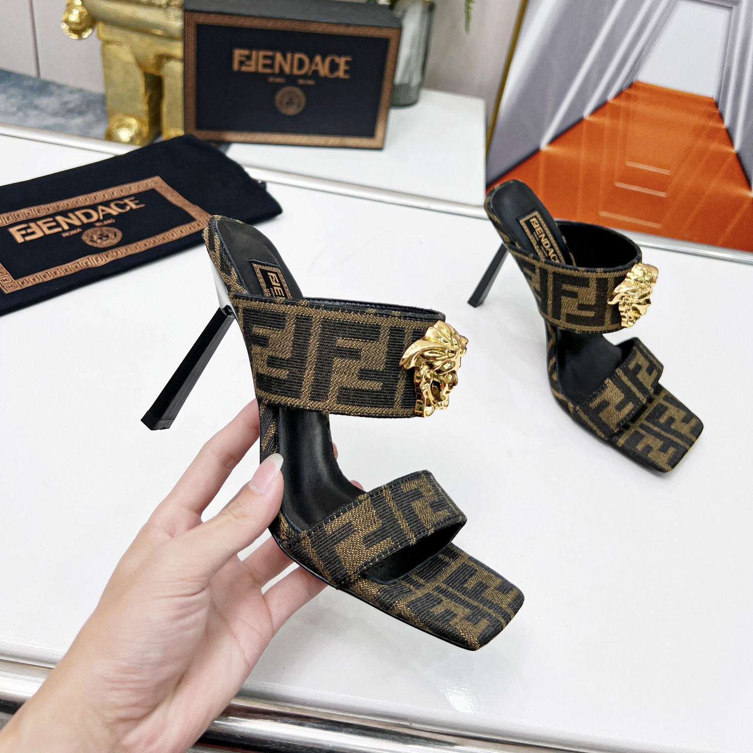 Versace Fendace  FF Jacquard Mules - DopestKickz
