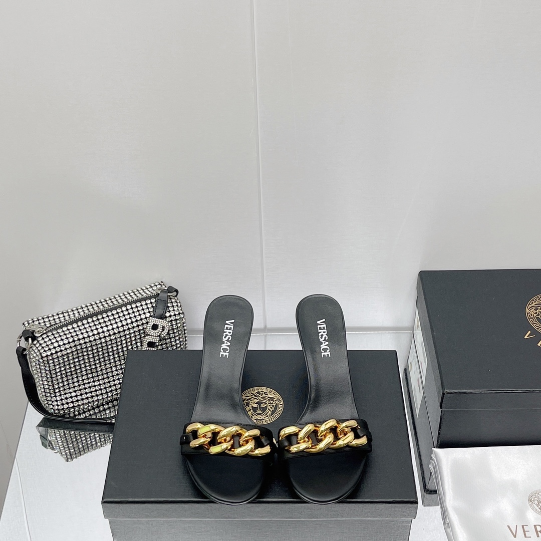 Versace Chain Mid-Heel Sandals— Heel height：70mm - DopestKickz