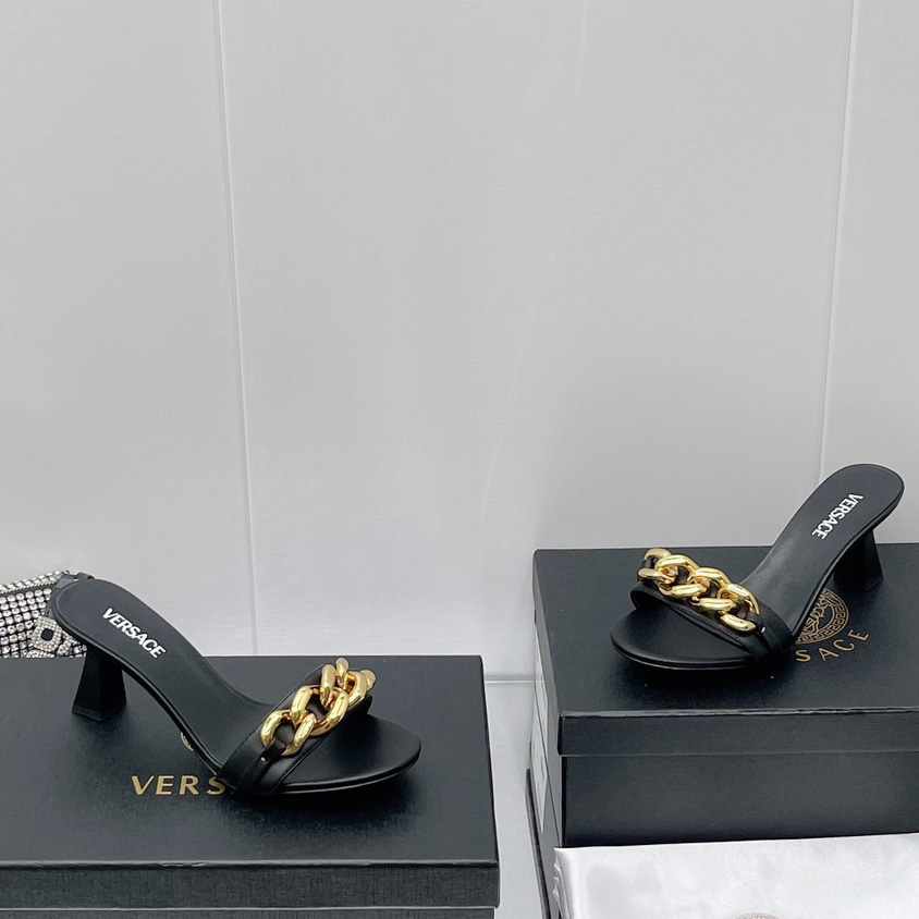 Versace Chain Mid-Heel Sandals— Heel height：70mm - DopestKickz
