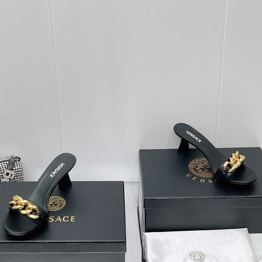 Versace Chain Mid-Heel Sandals— Heel height：70mm - DopestKickz