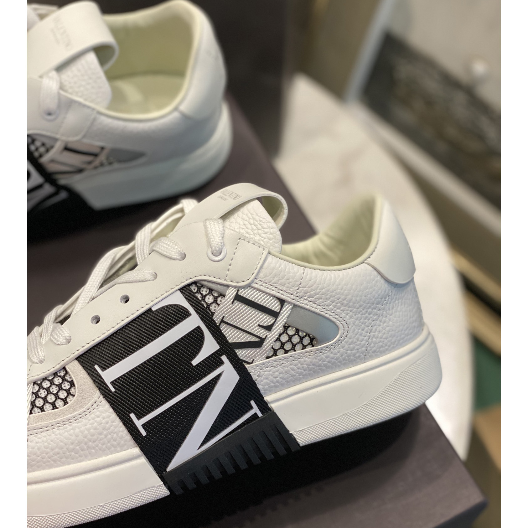 Valenti VL7N Low-Top Sneakers In Calfskin And Mesh Fabric With Bands - DopestKickz