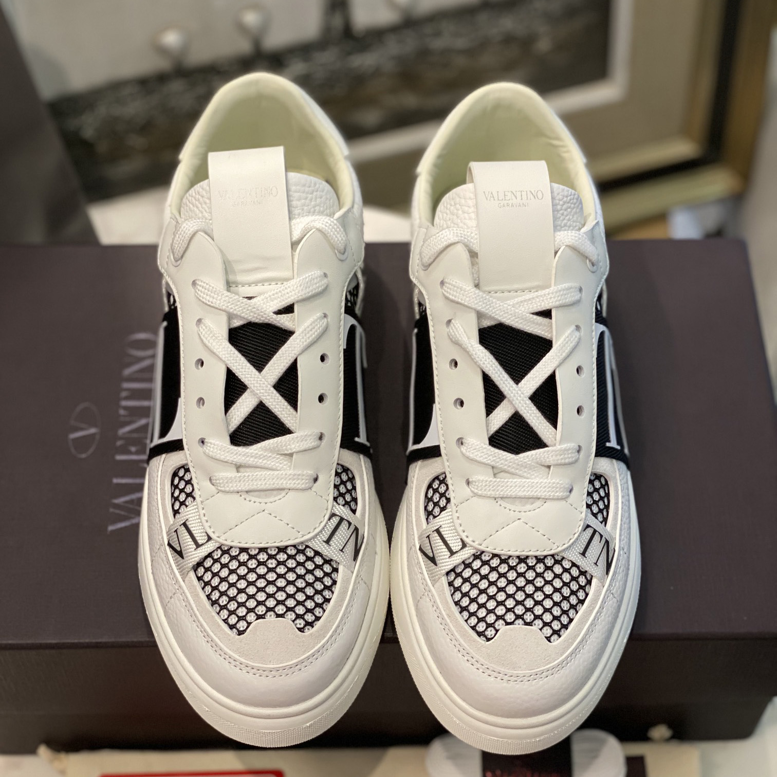 Valenti VL7N Low-Top Sneakers In Calfskin And Mesh Fabric With Bands - DopestKickz