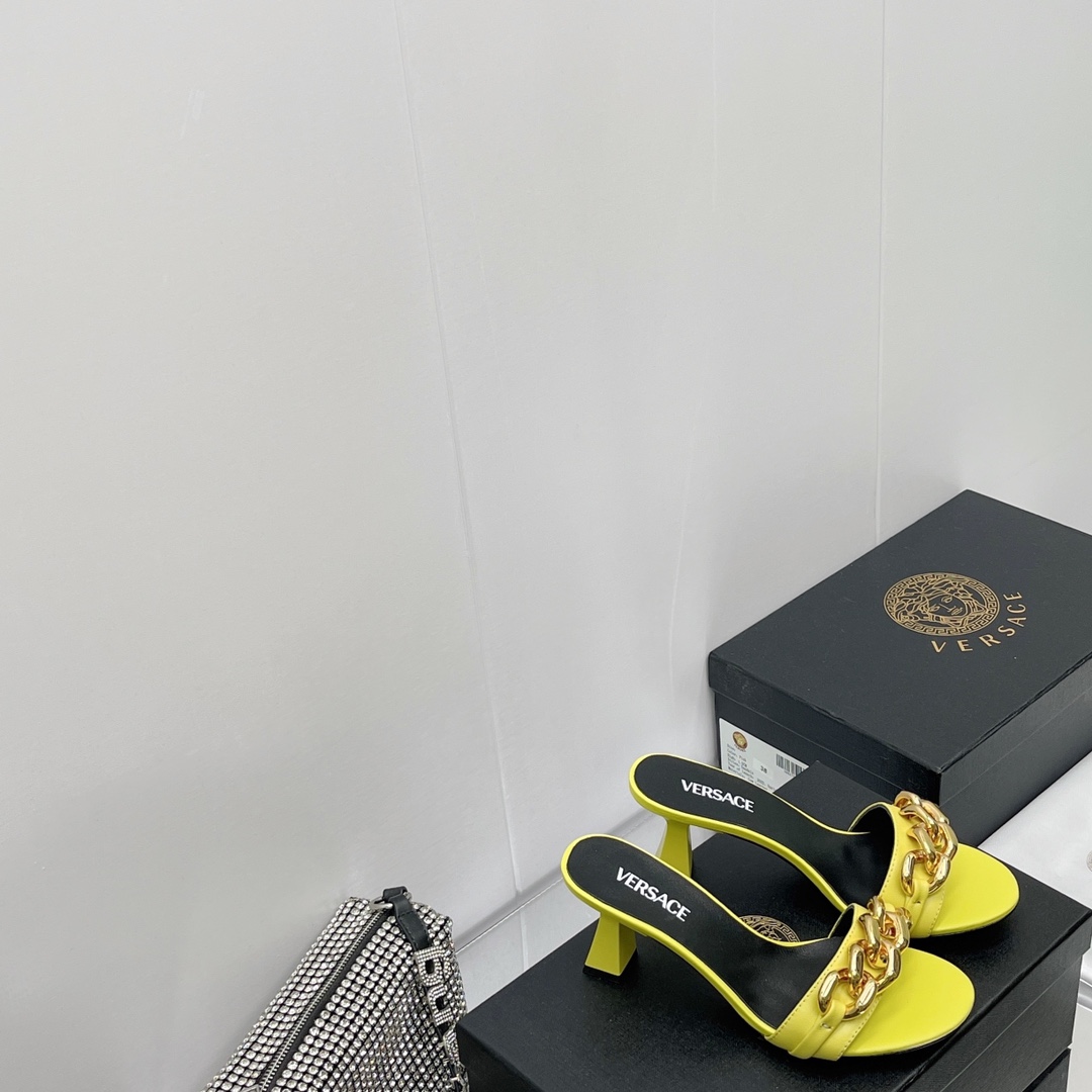 Versace Chain Mid-Heel Sandals— Heel height：70mm - DopestKickz