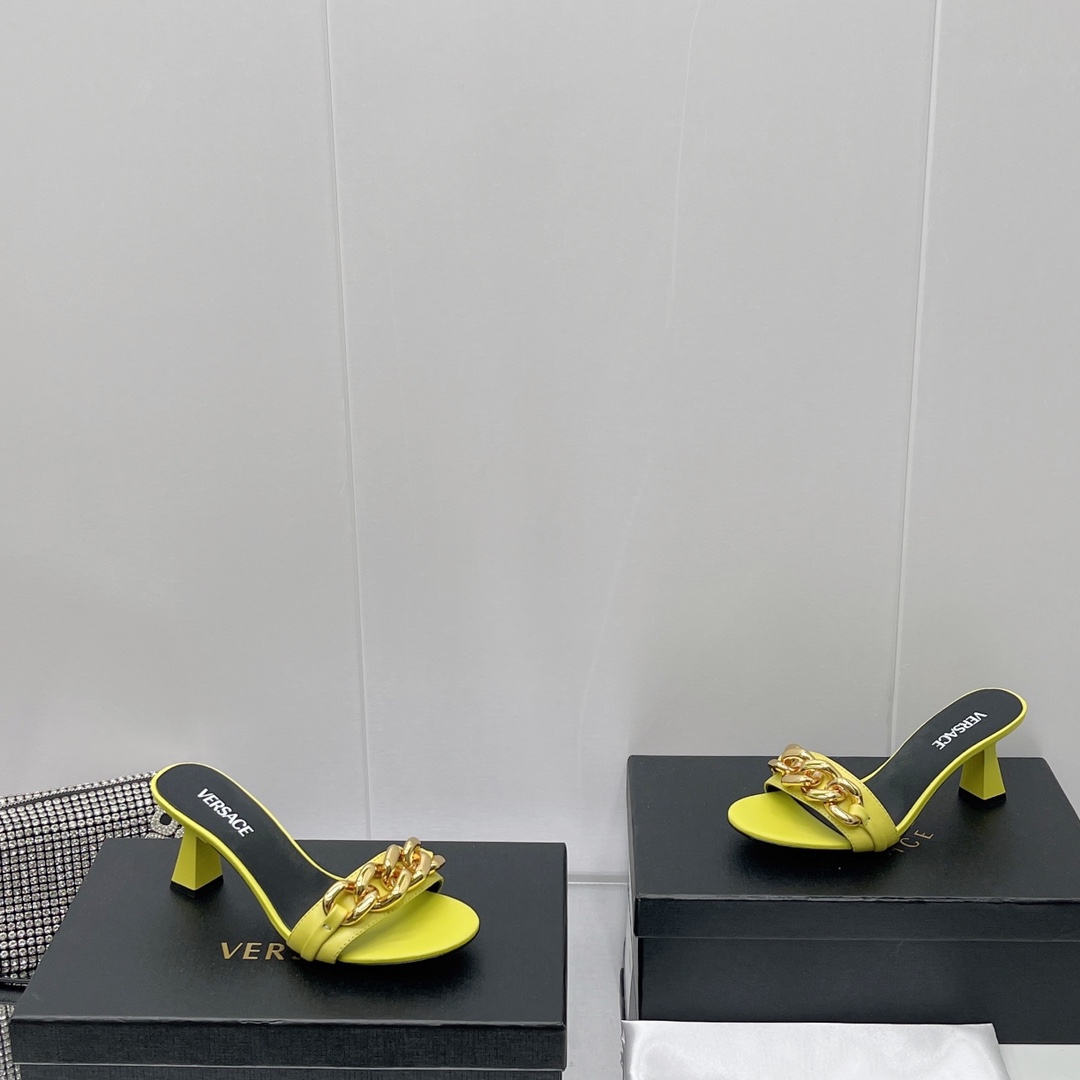 Versace Chain Mid-Heel Sandals— Heel height：70mm - DopestKickz